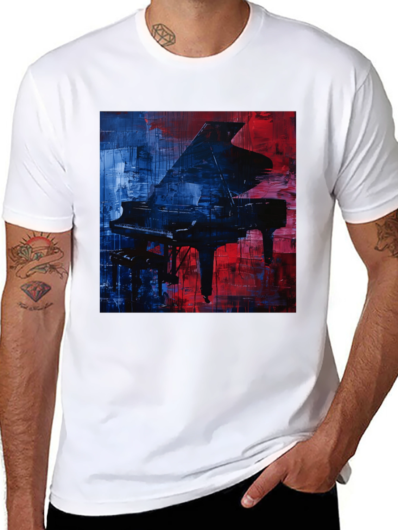 Piano Art Graphic T-Shirt - Stylish Music Lover Tee