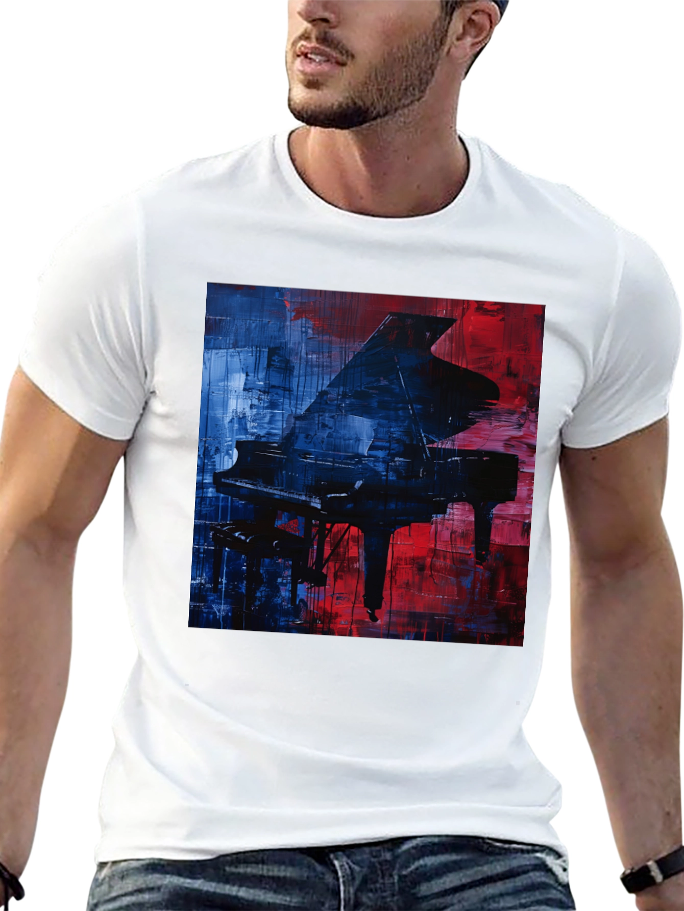 Piano Art Graphic T-Shirt - Stylish Music Lover Tee