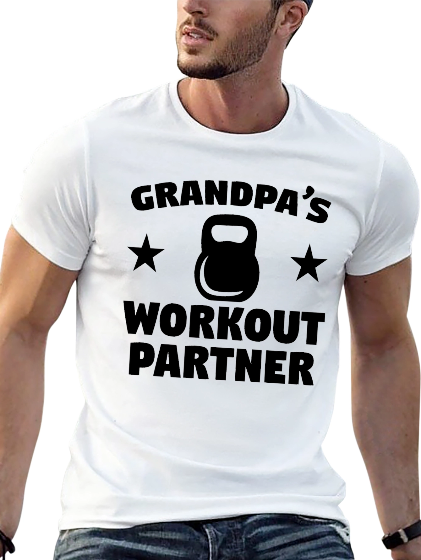 Grandpas Workout Partner T-Shirt - Kettlebell Design