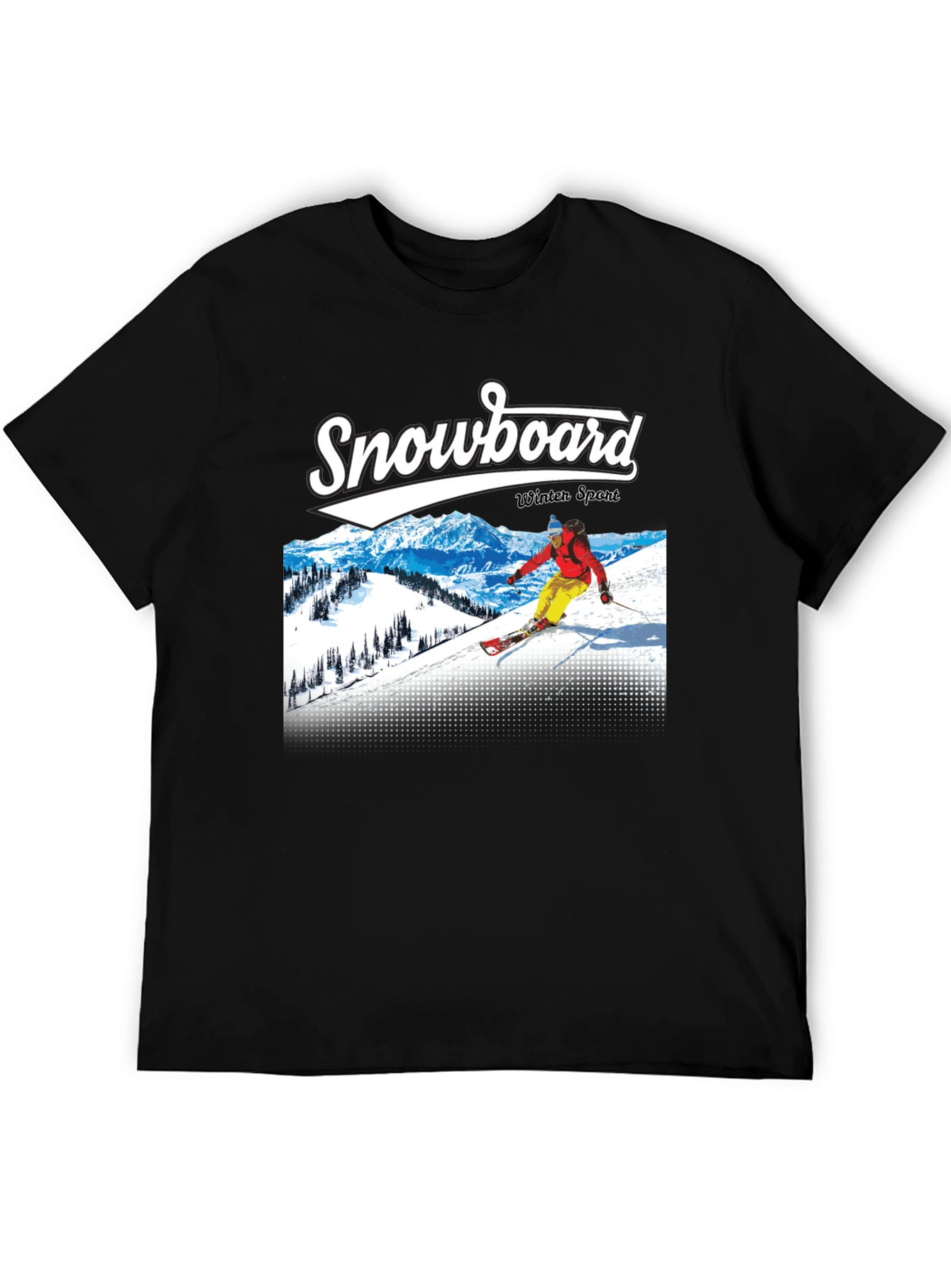 Snowboard Winter Sport Black Graphic Tee