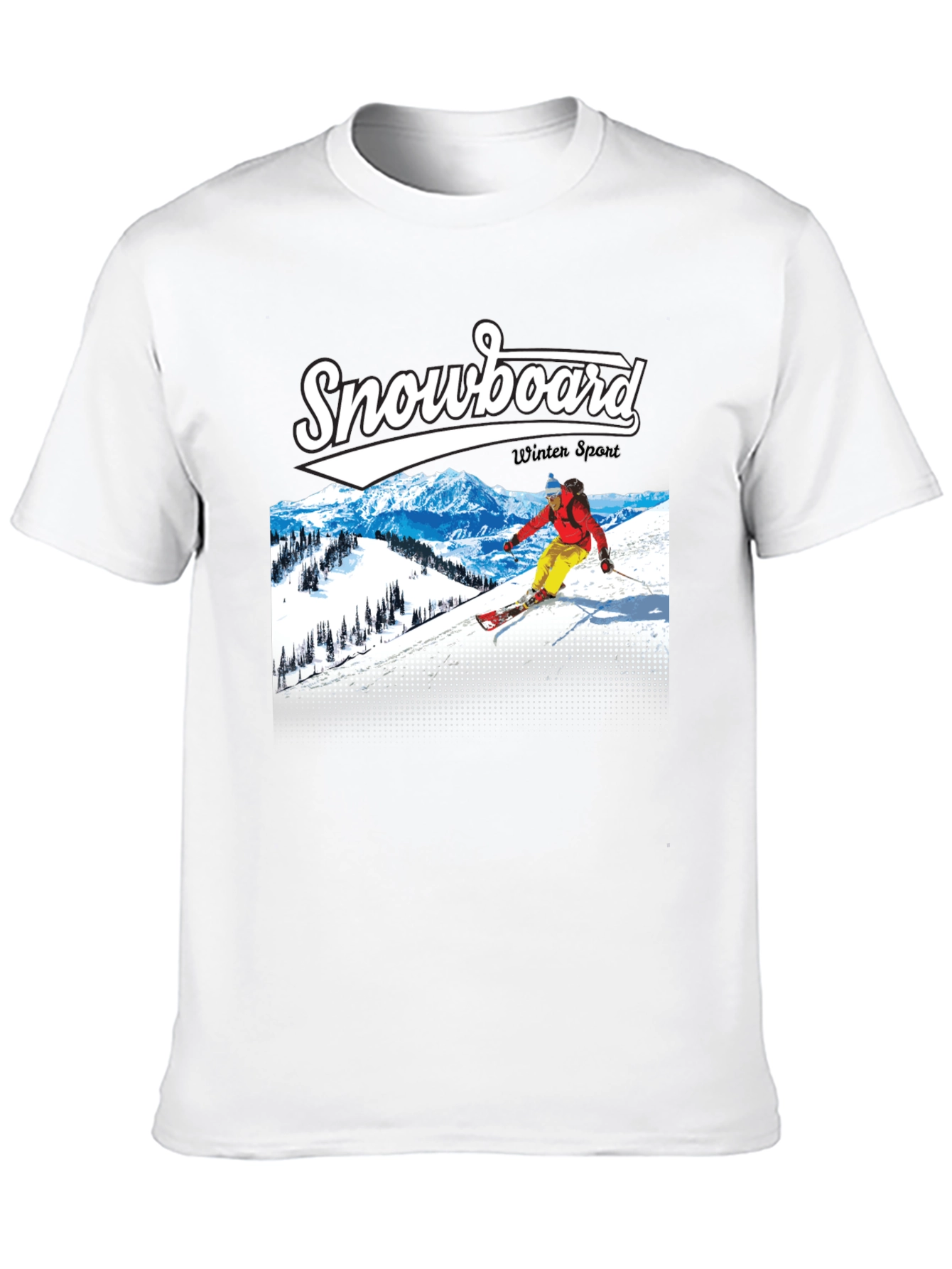 Snowboard Winter Sport Black Graphic Tee