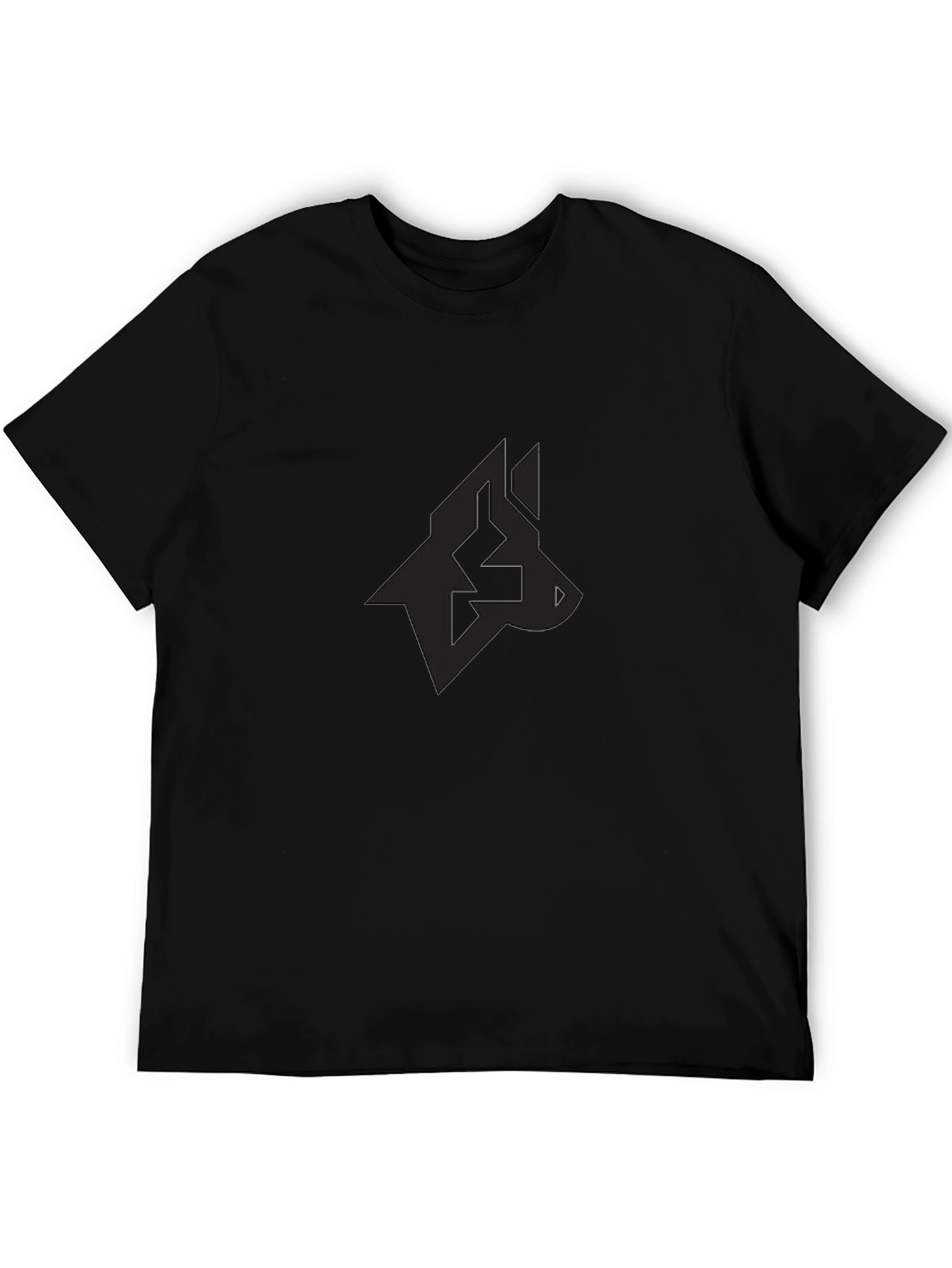 Mens Black Graphic Tee - Modern Wolf Design