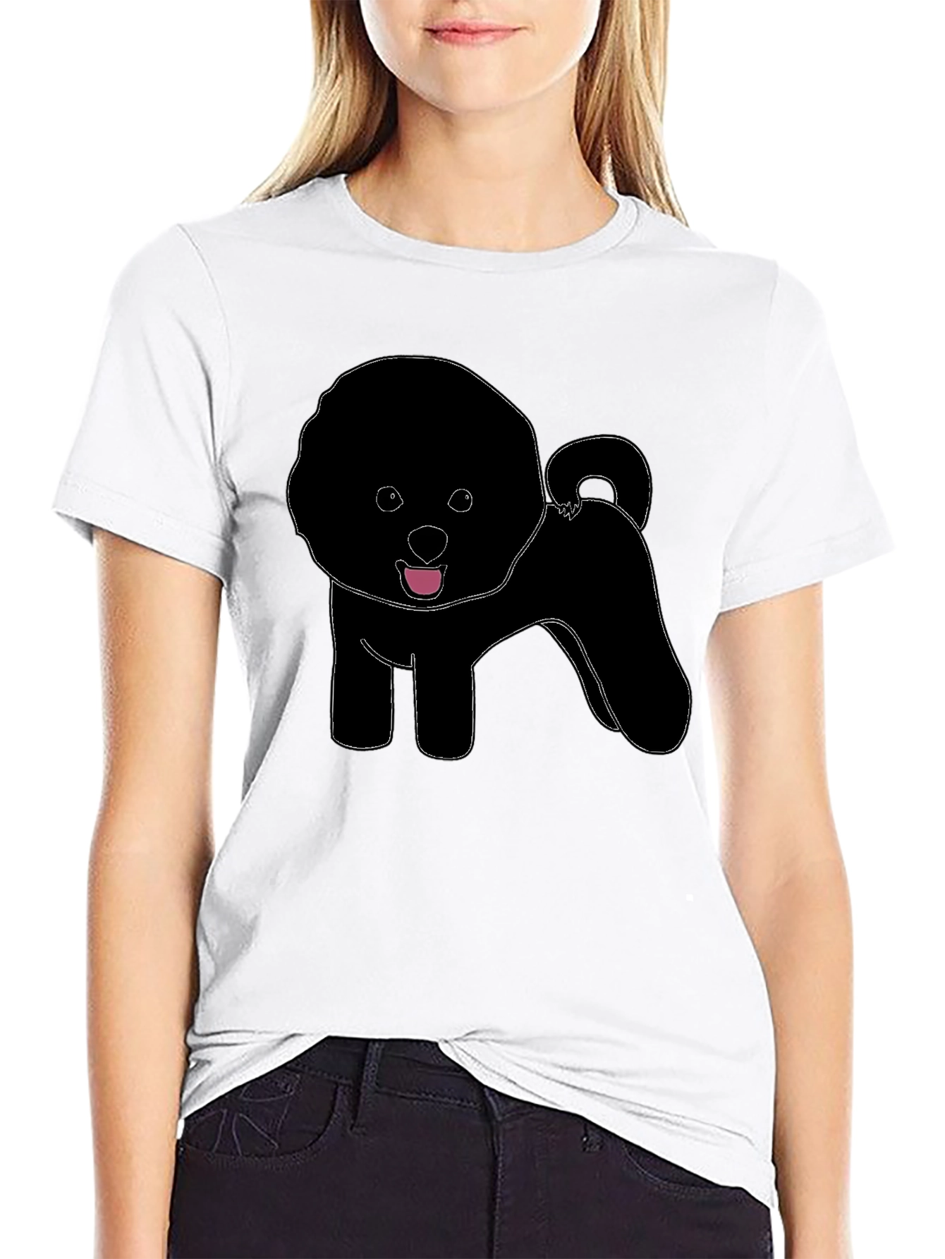 Fluffy Dog Silhouette T-Shirt – Cute Dog Lover Graphic Tee Gift