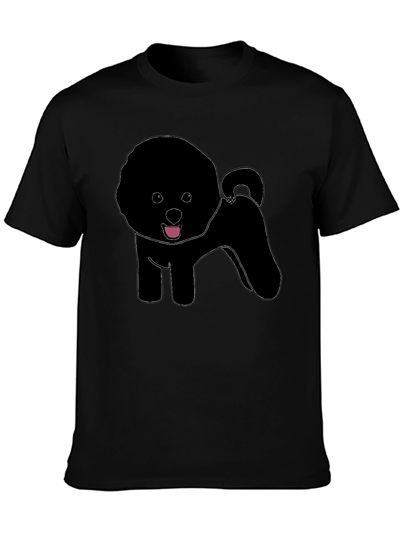 Fluffy Dog Silhouette T-Shirt – Cute Dog Lover Graphic Tee Gift