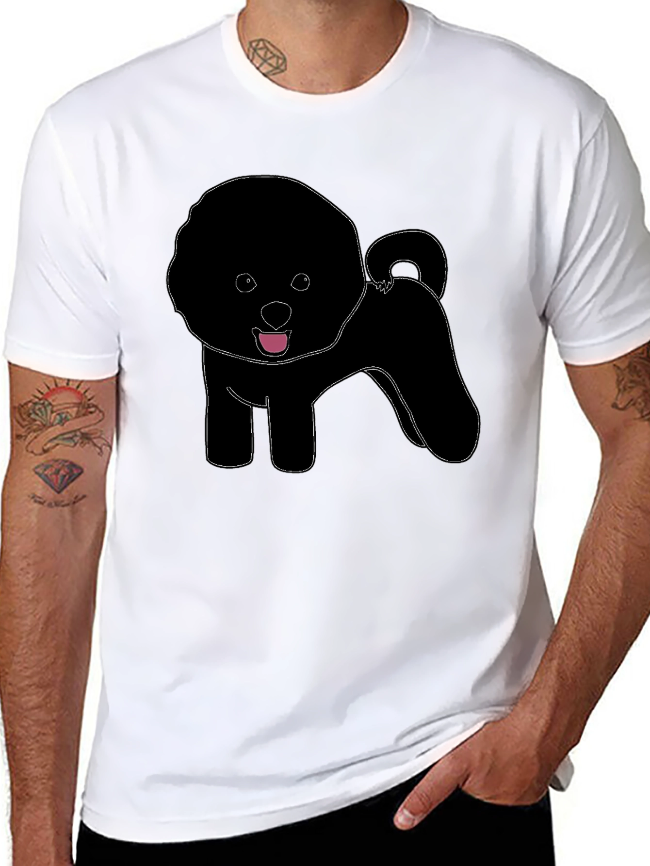 Fluffy Dog Silhouette T-Shirt – Cute Dog Lover Graphic Tee Gift