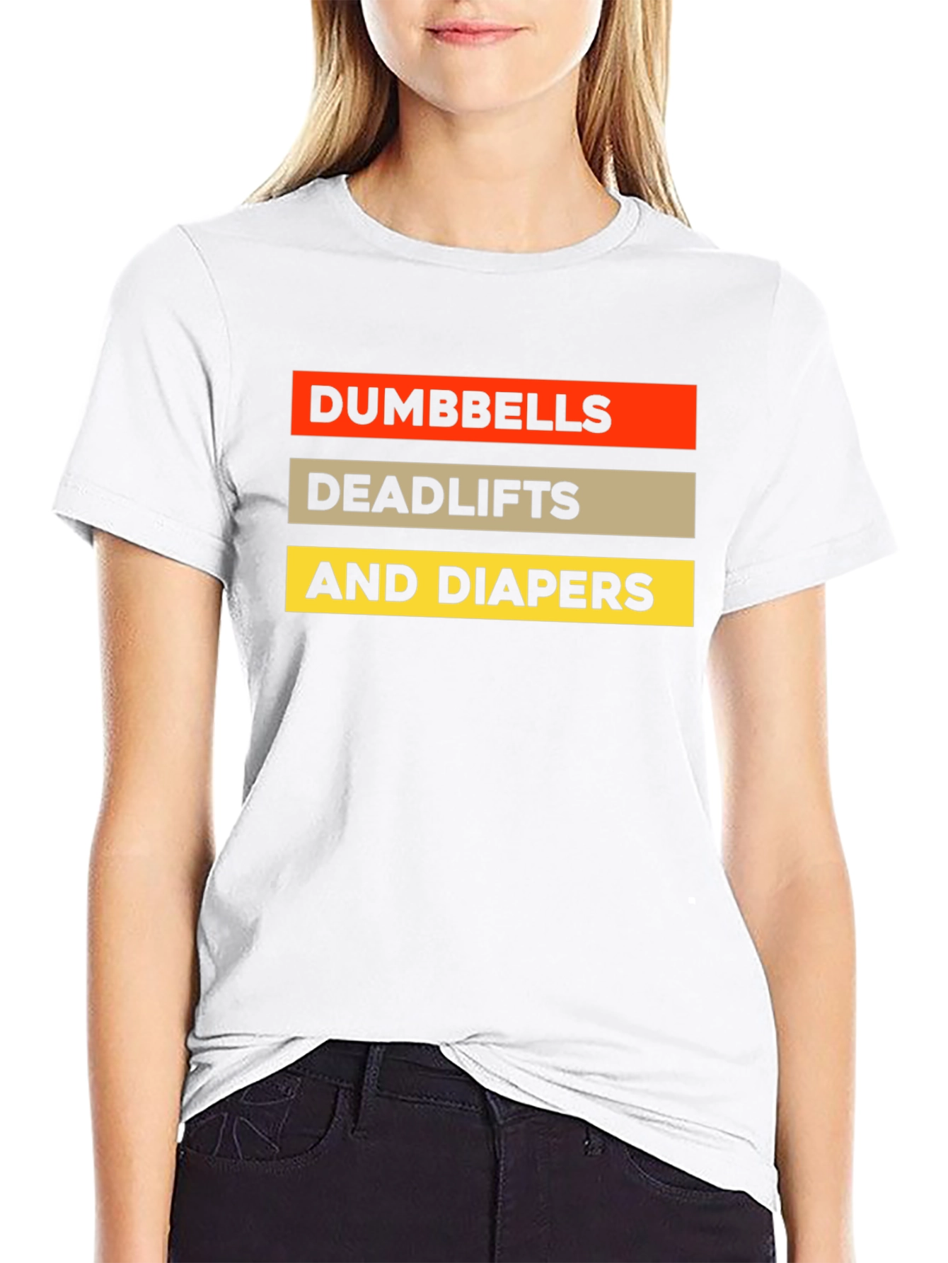 Dumbbells Deadlifts & Diapers Black Graphic T-Shirt