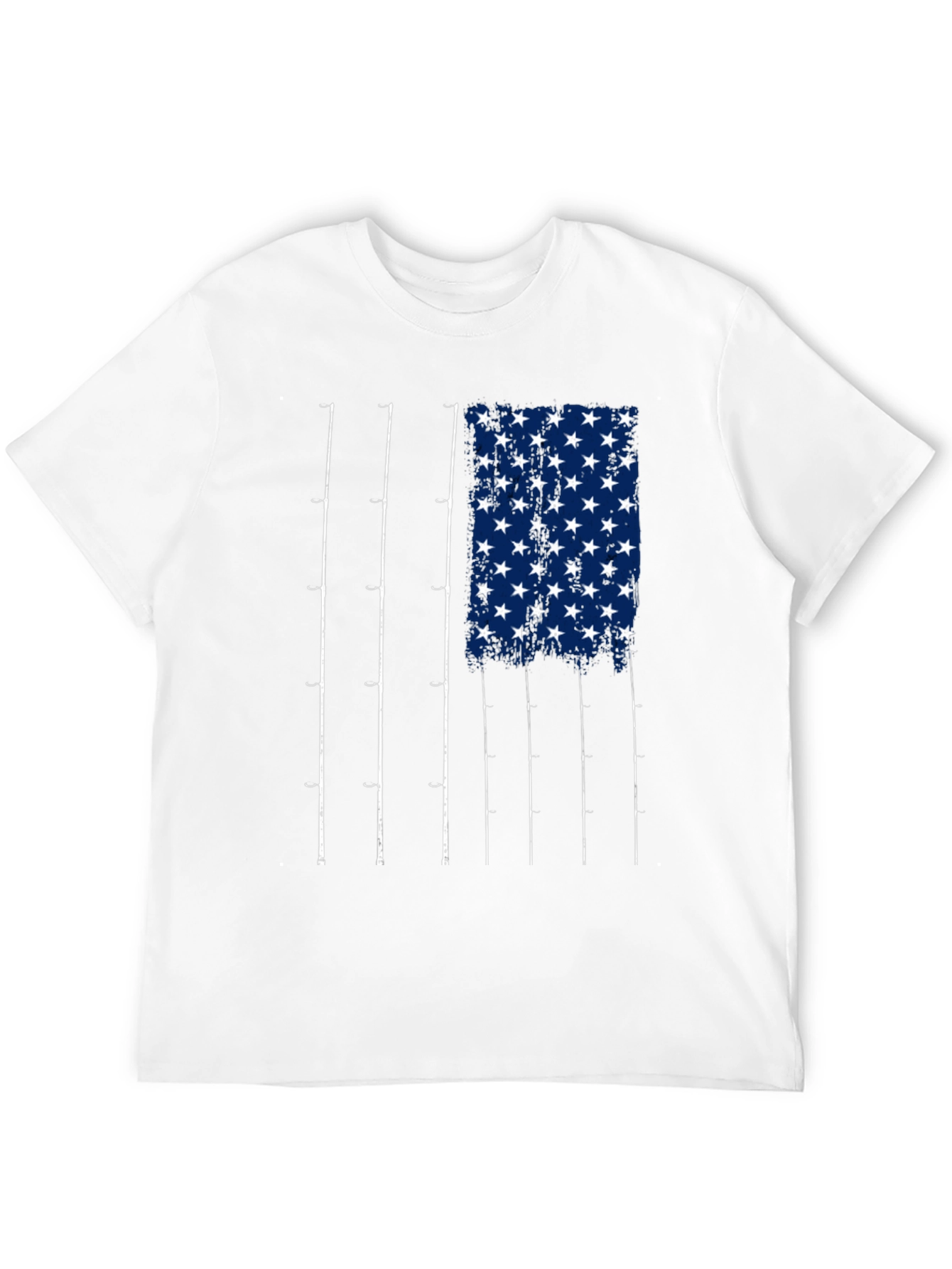 Fishing Rod American Flag Graphic T-Shirt