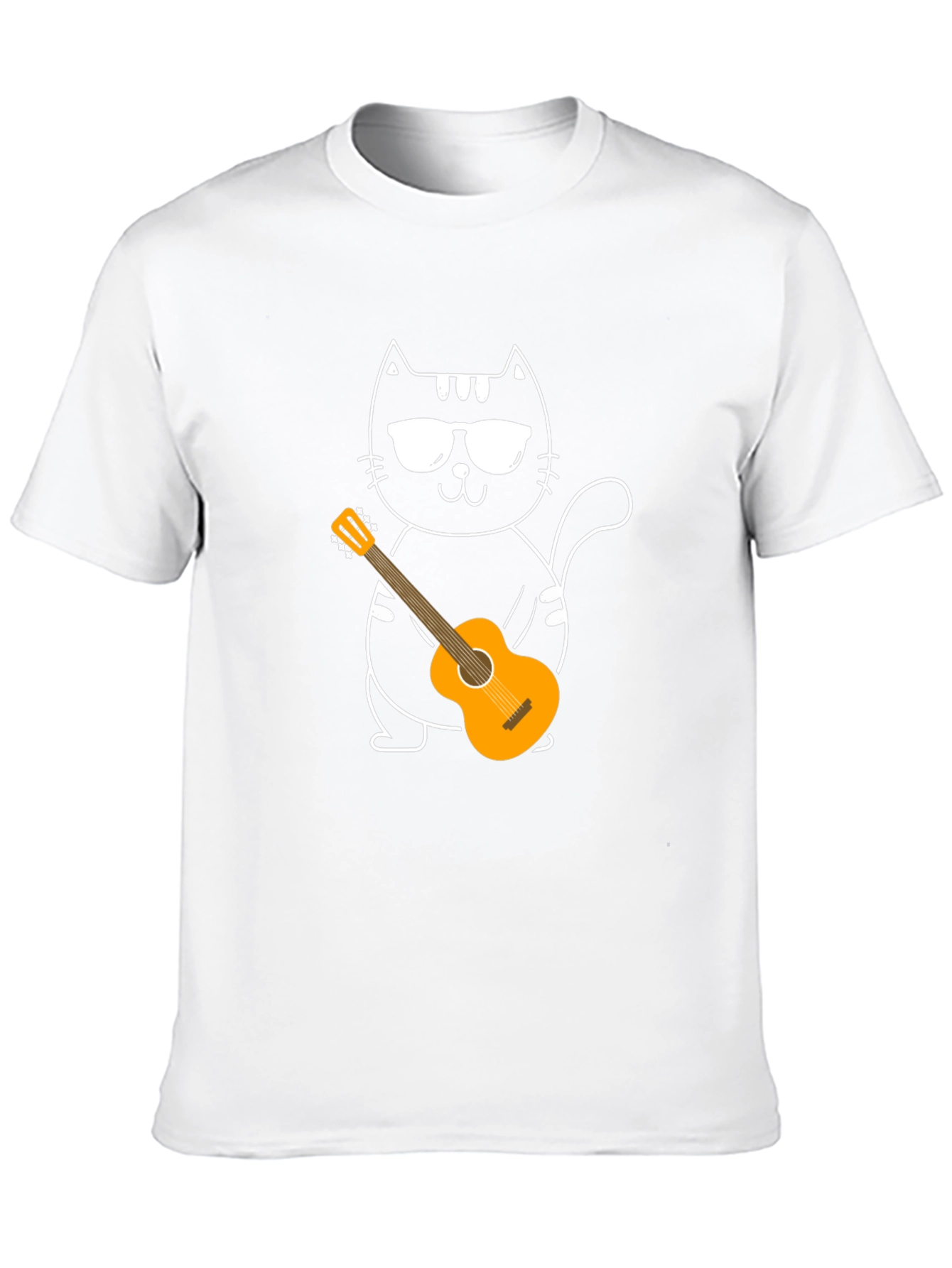 Cool Cat Guitarist T-Shirt - Black Cotton Tee