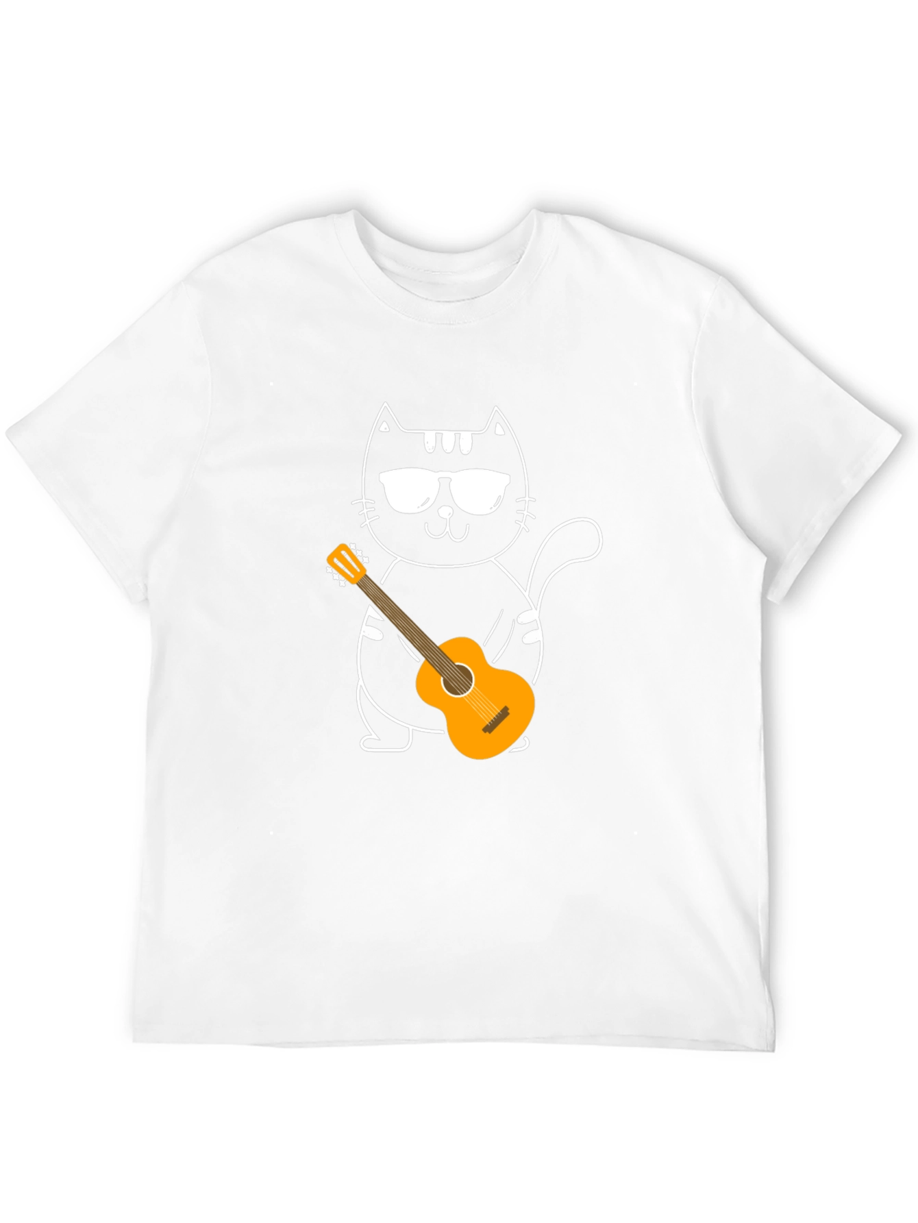 Cool Cat Guitarist T-Shirt - Black Cotton Tee
