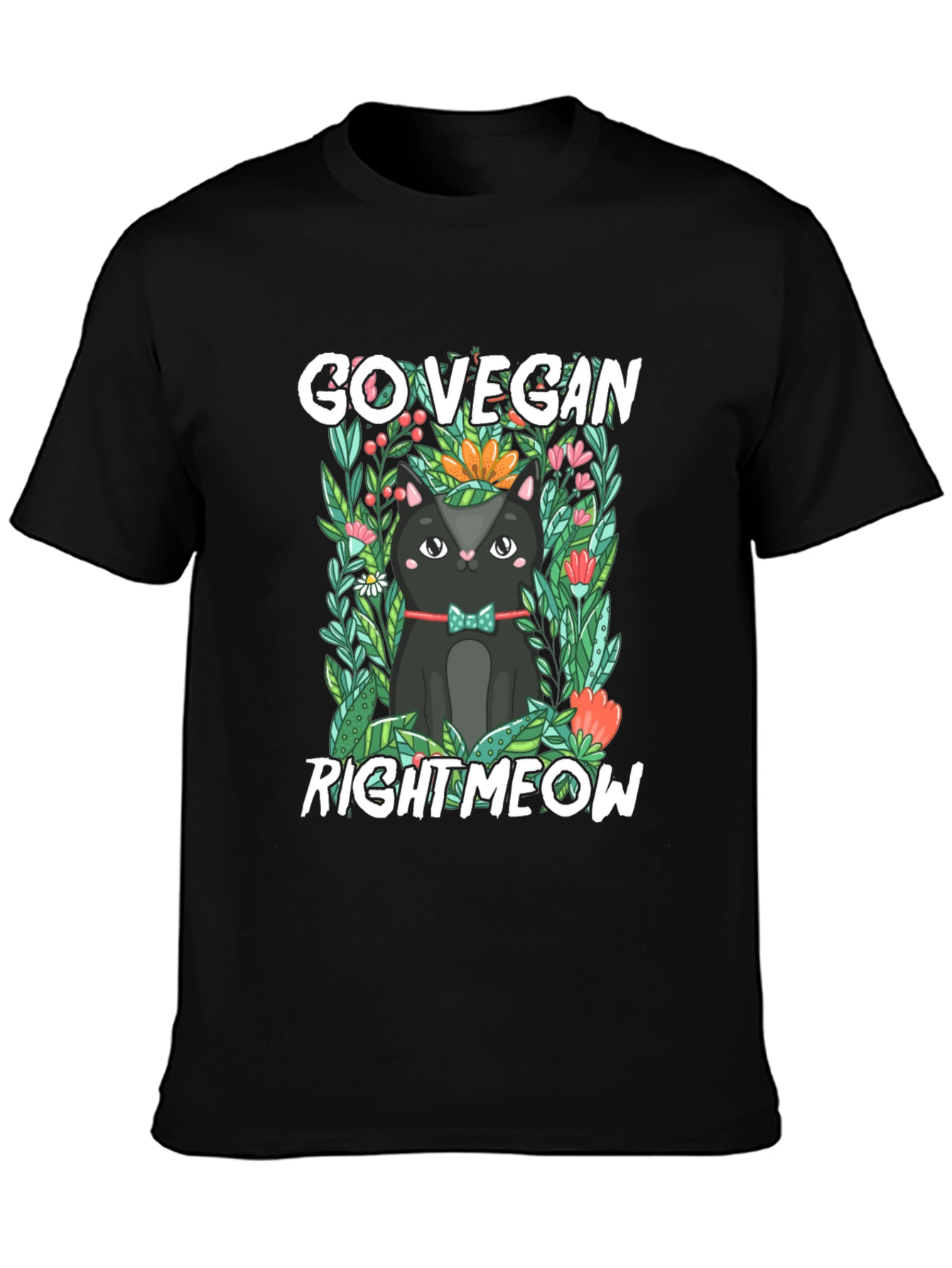 Go Vegan Right Meow Cat T-Shirt
