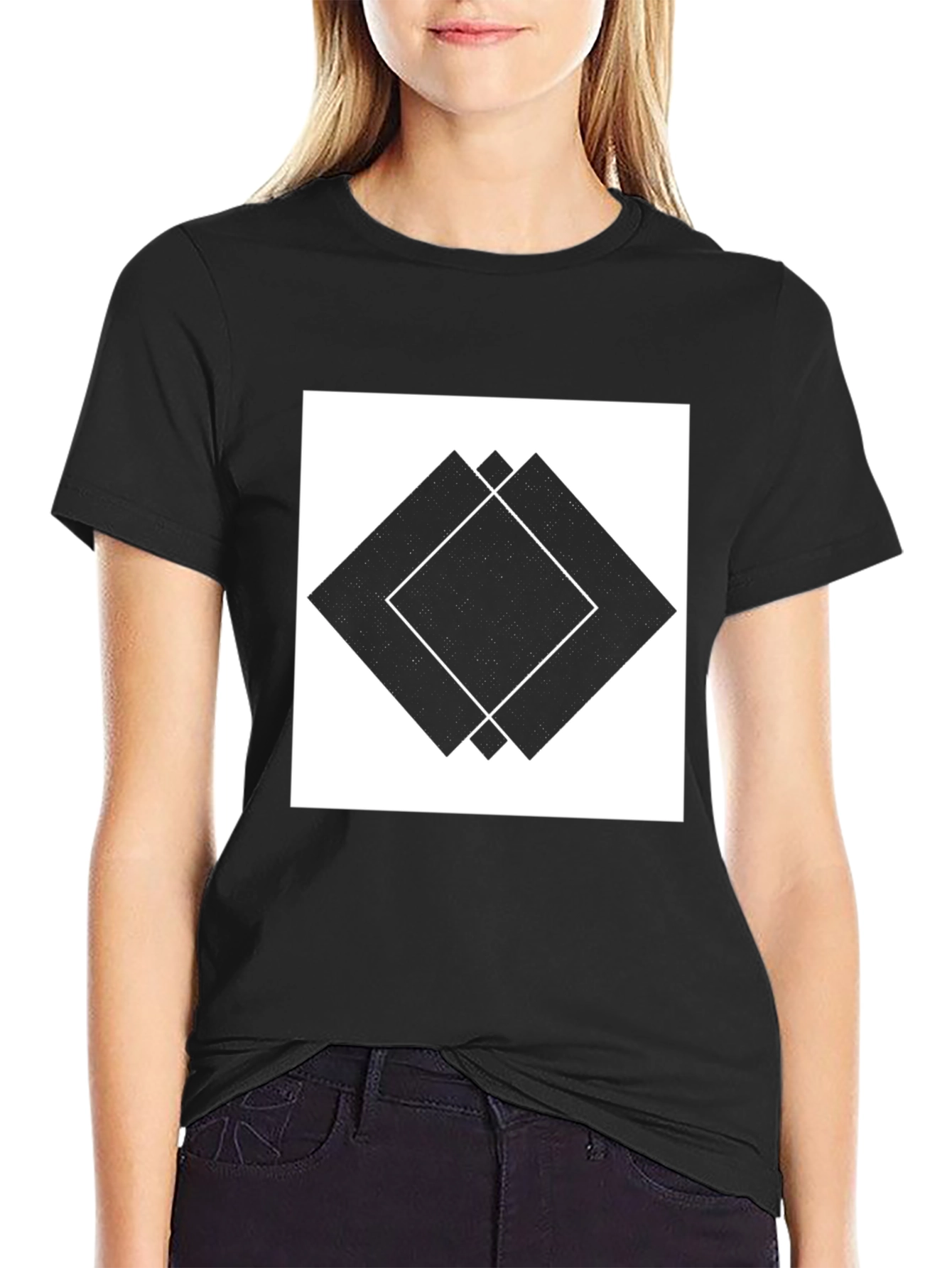 Geometric Diamond Black T-Shirt