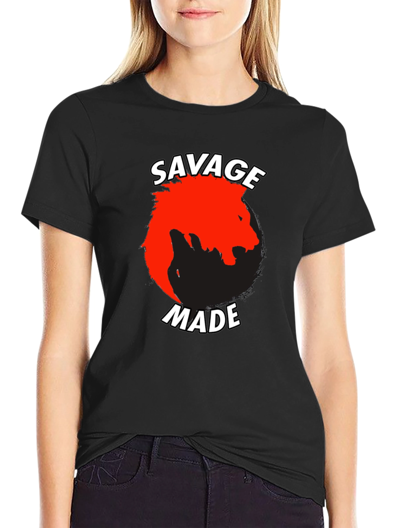 Savage Made Graphic Tee - Bold Lion Design