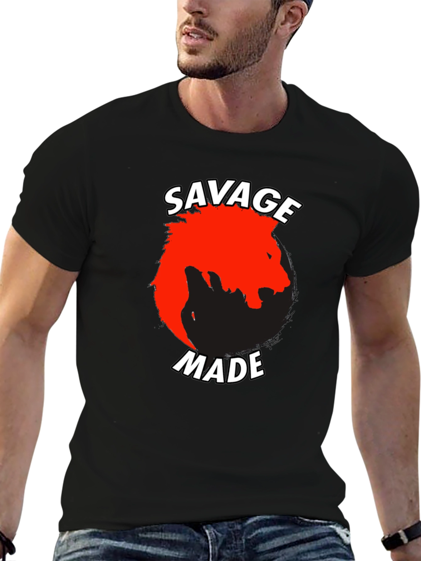Savage Made Graphic Tee - Bold Lion Design