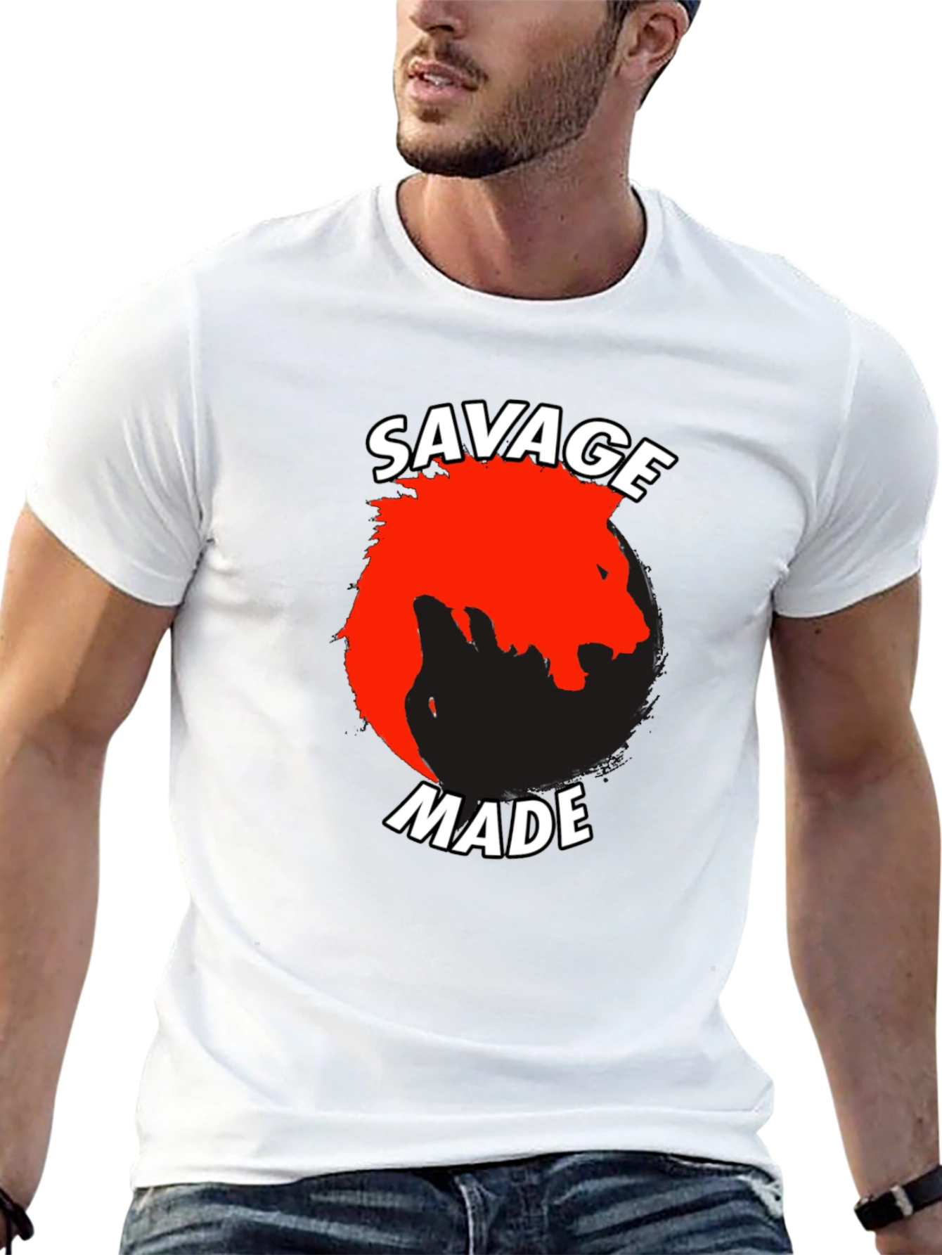 Savage Made Graphic Tee - Bold Lion Design