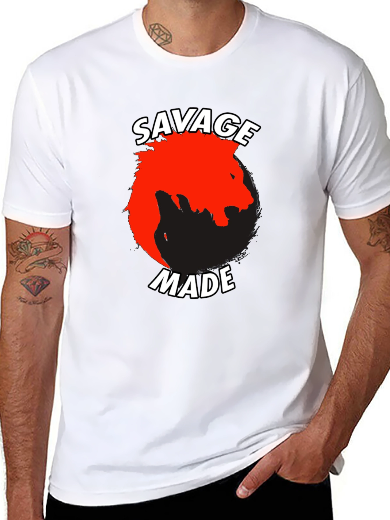 Savage Made Graphic Tee - Bold Lion Design
