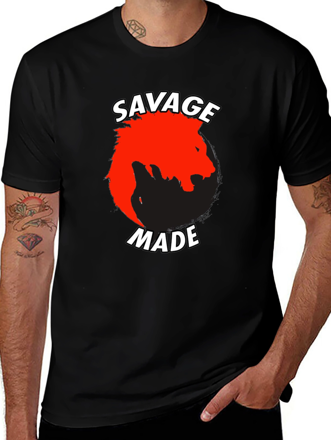 Savage Made Graphic Tee - Bold Lion Design