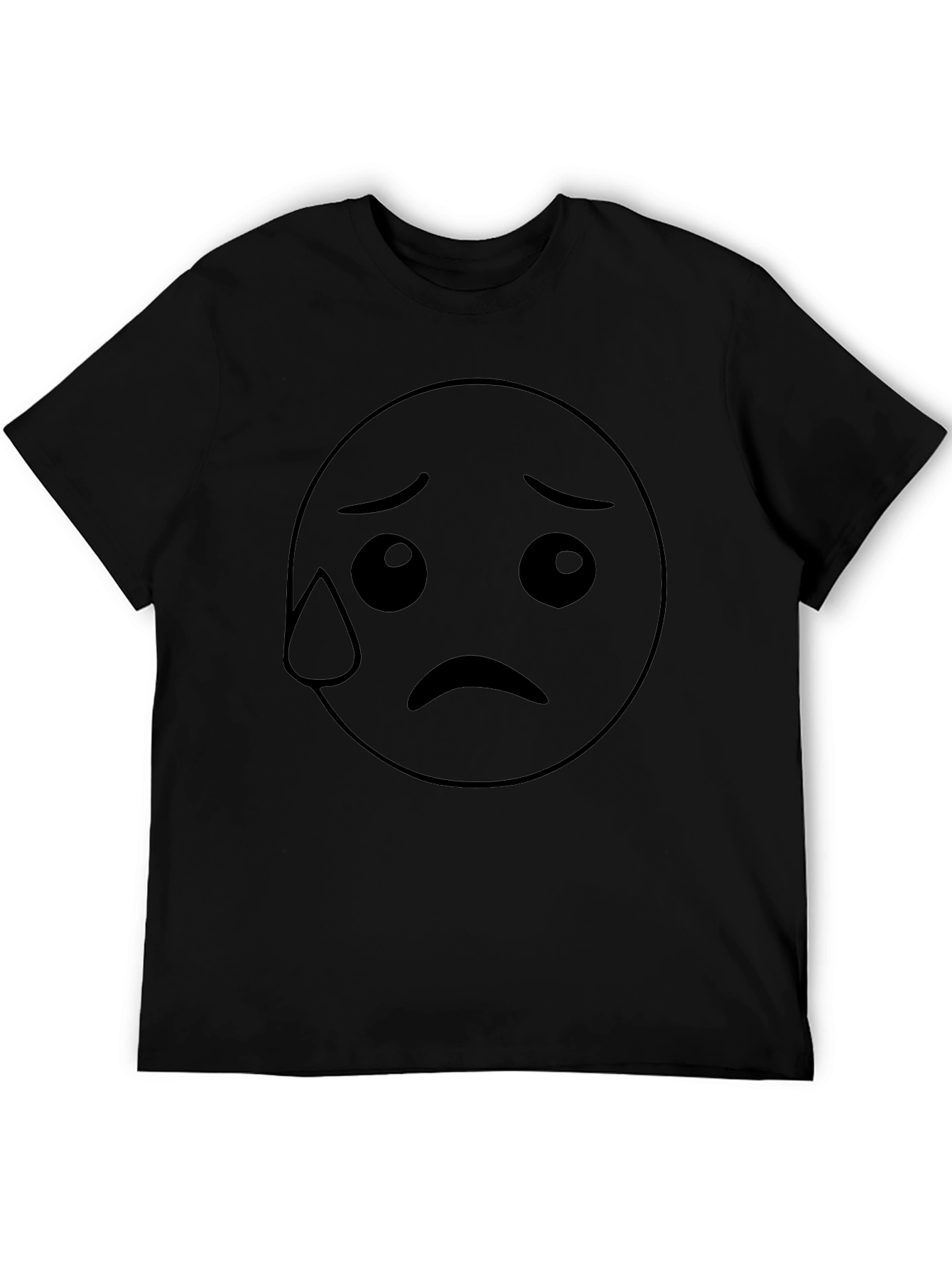 Sad Emoji Black T-Shirt - Unisex Cotton Tee