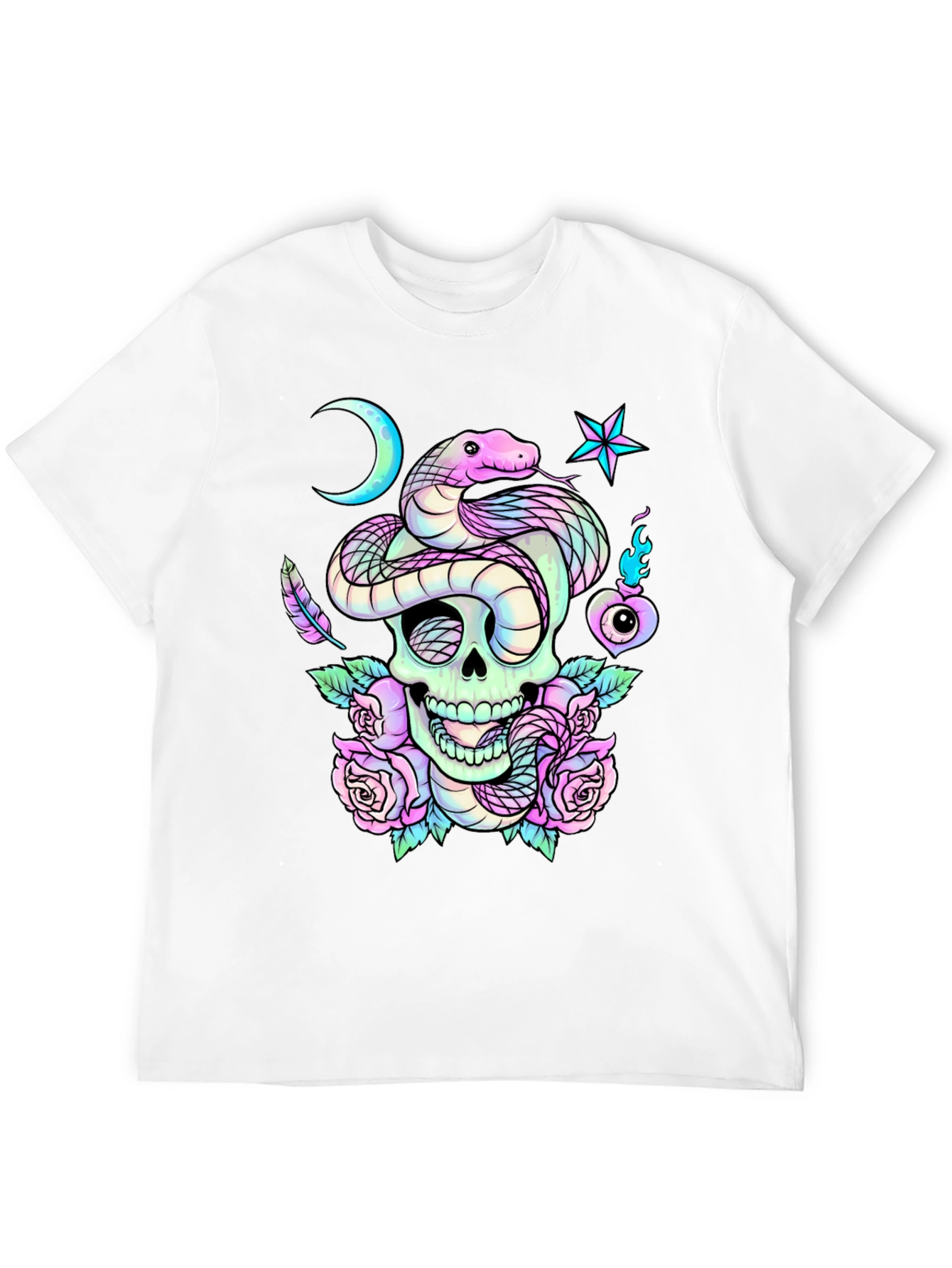 Skull Snake Roses Graphic T-Shirt