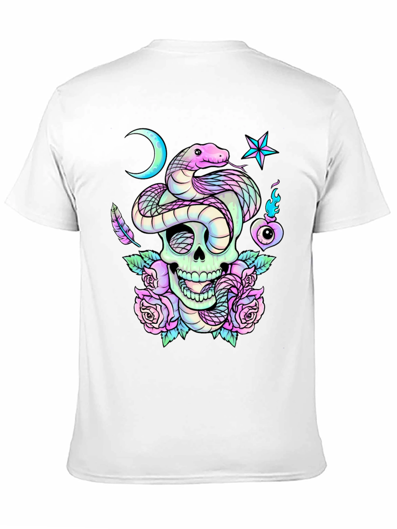 Skull Snake Roses Graphic T-Shirt