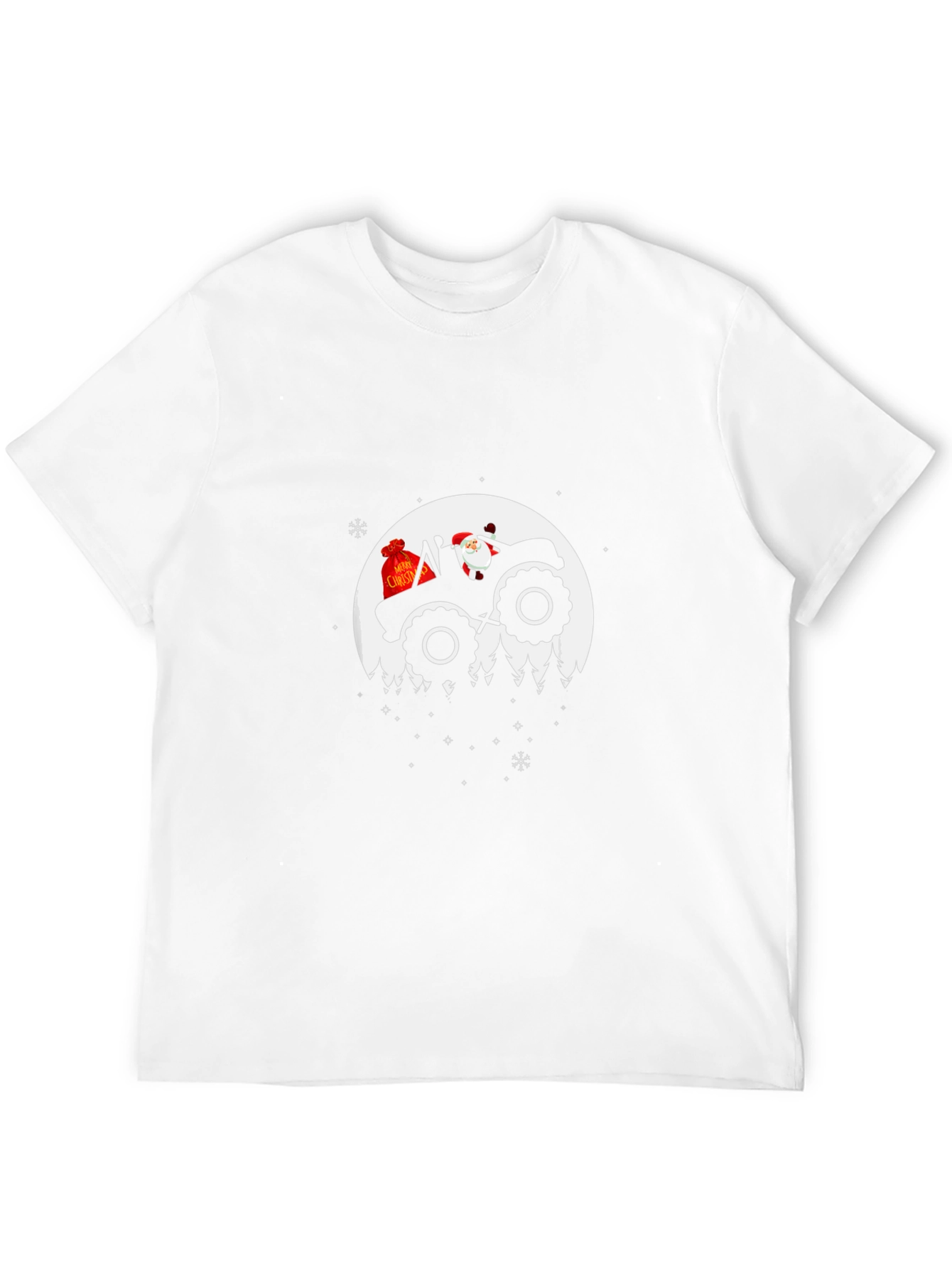 Santa Tractor Moon Christmas T-Shirt