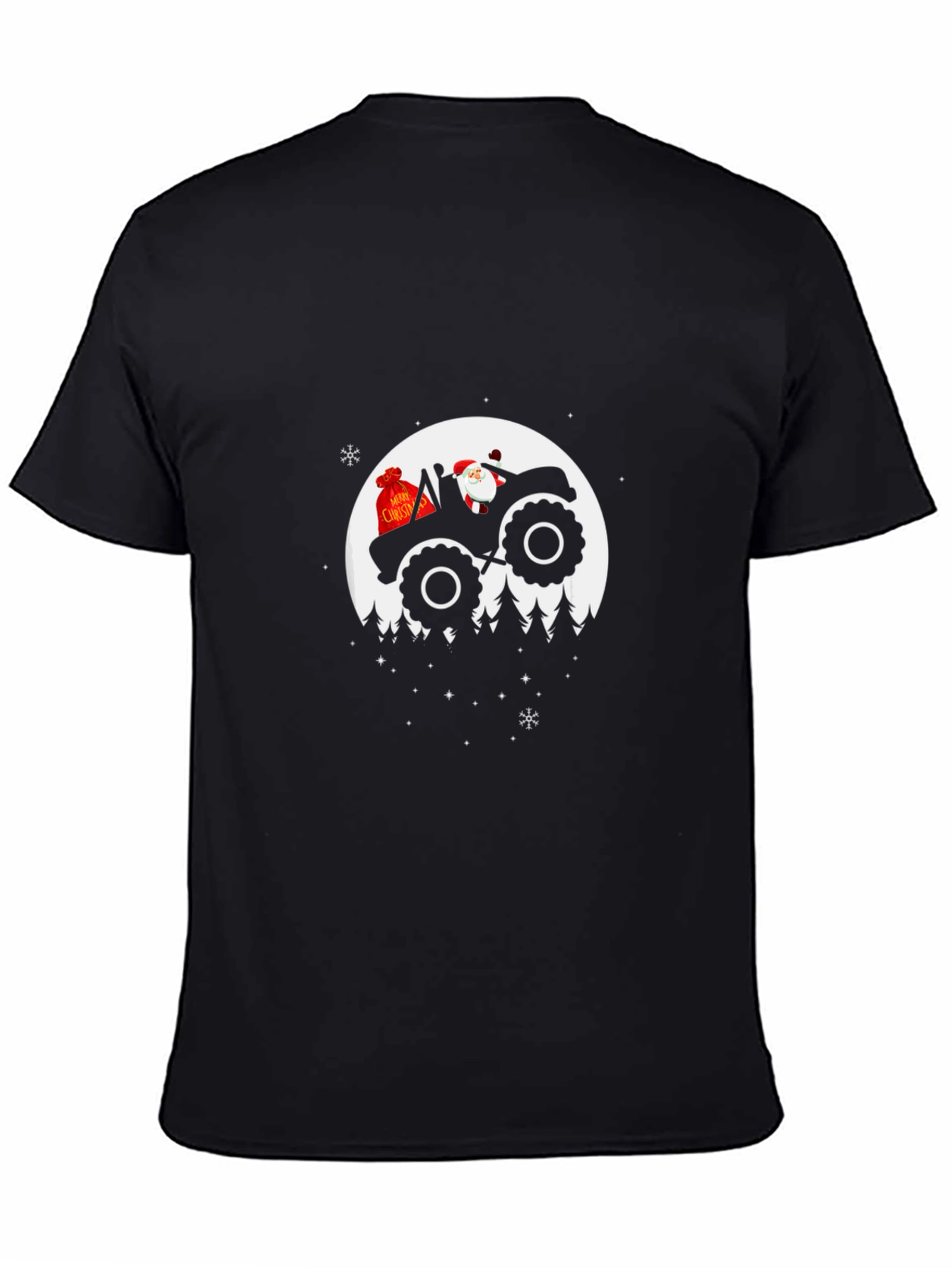 Santa Tractor Moon Christmas T-Shirt