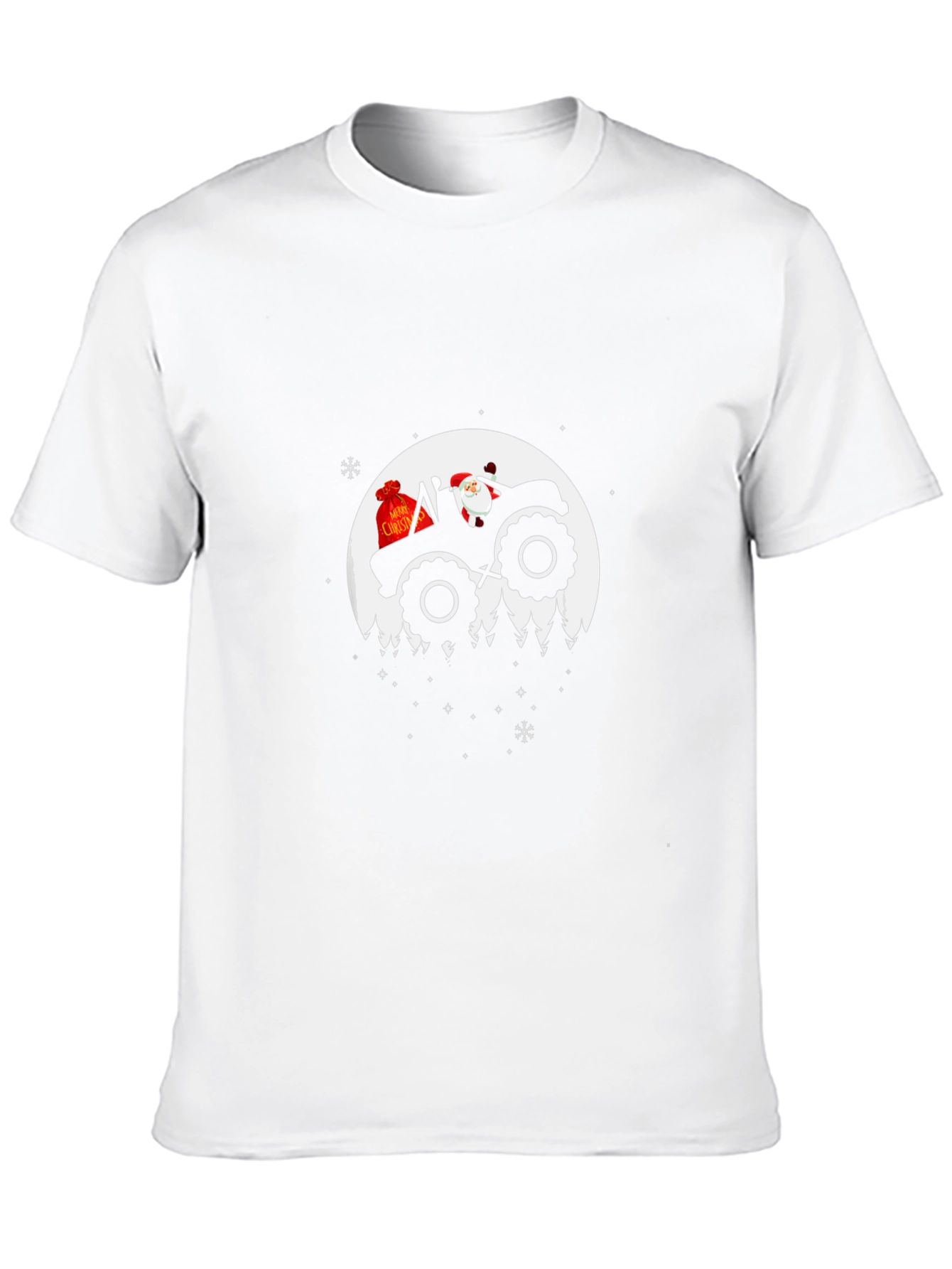 Santa Tractor Moon Christmas T-Shirt