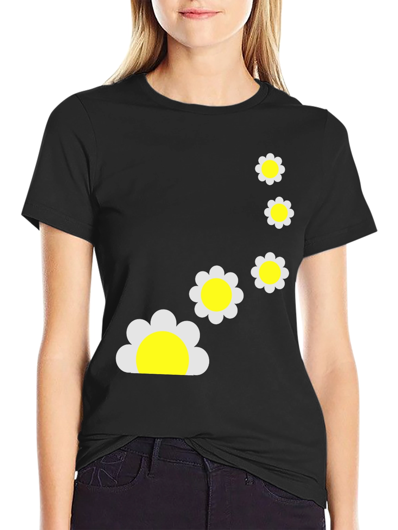 Daisy Chain Graphic Black T-Shirt