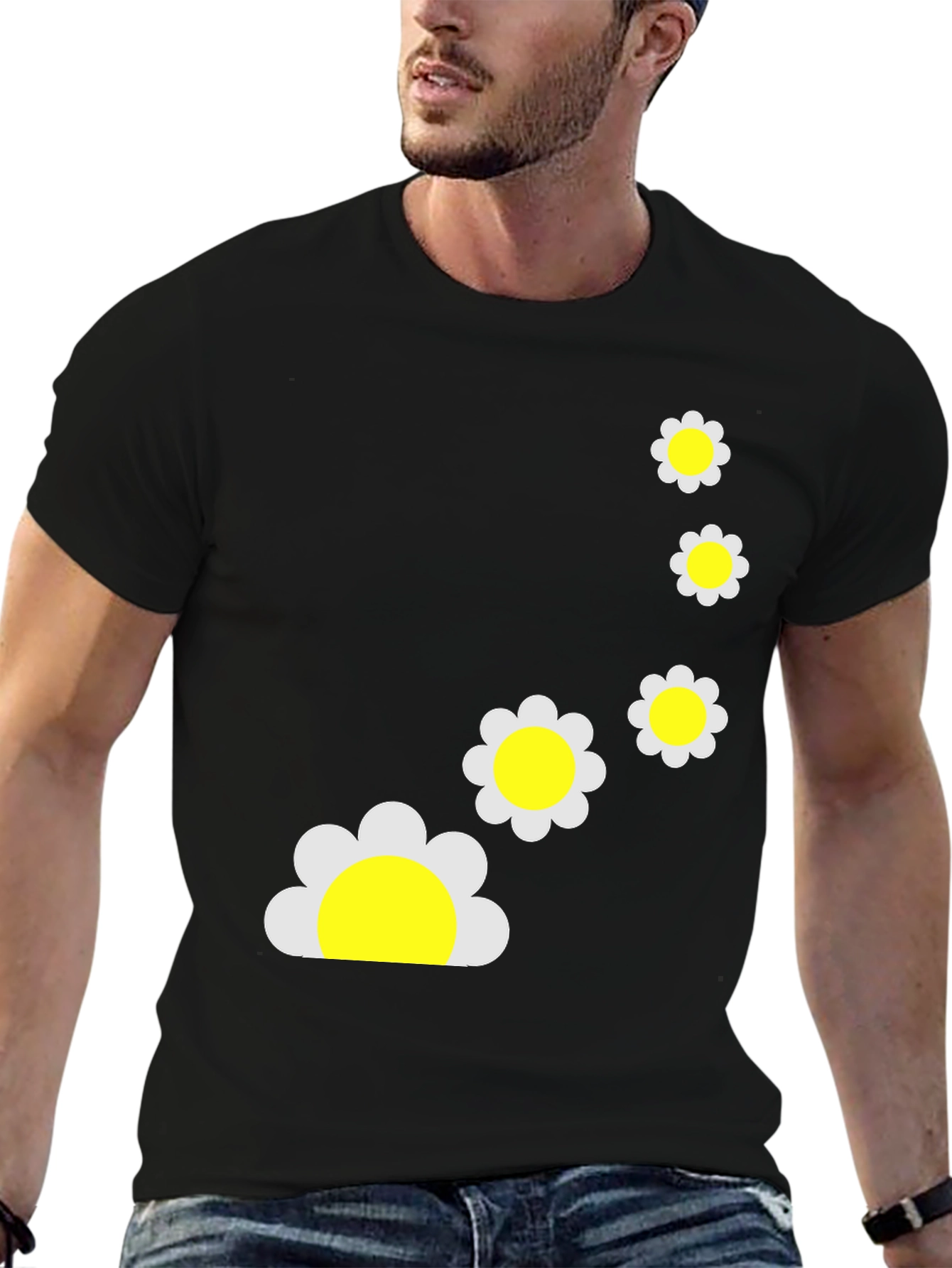 Daisy Chain Graphic Black T-Shirt