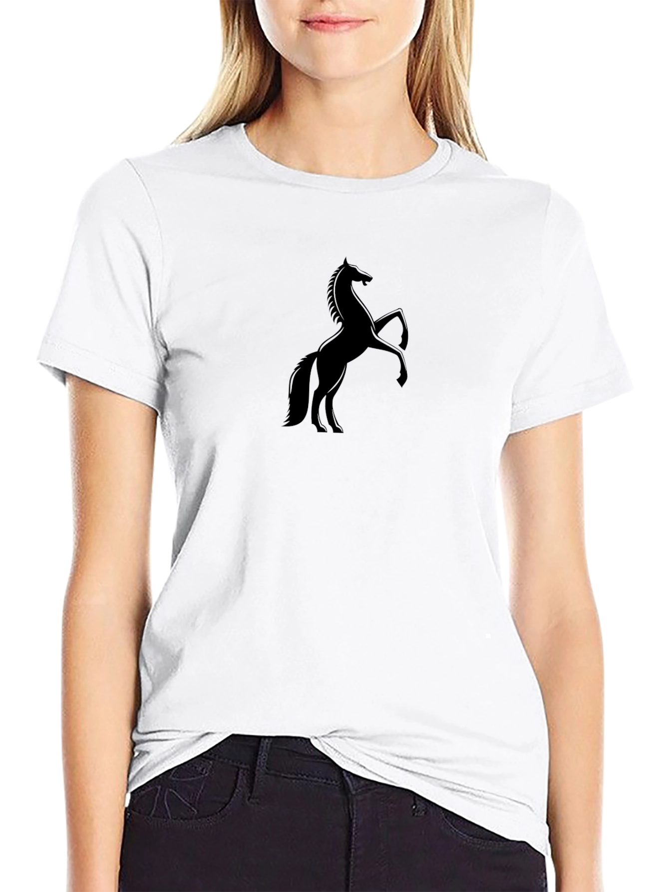Mens Black Horse Graphic T-Shirt