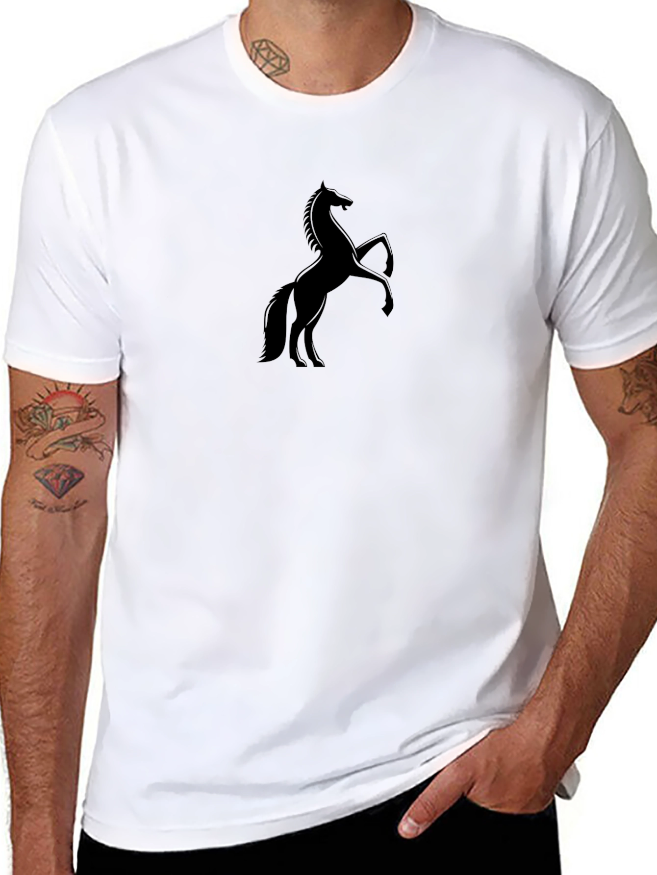 Mens Black Horse Graphic T-Shirt
