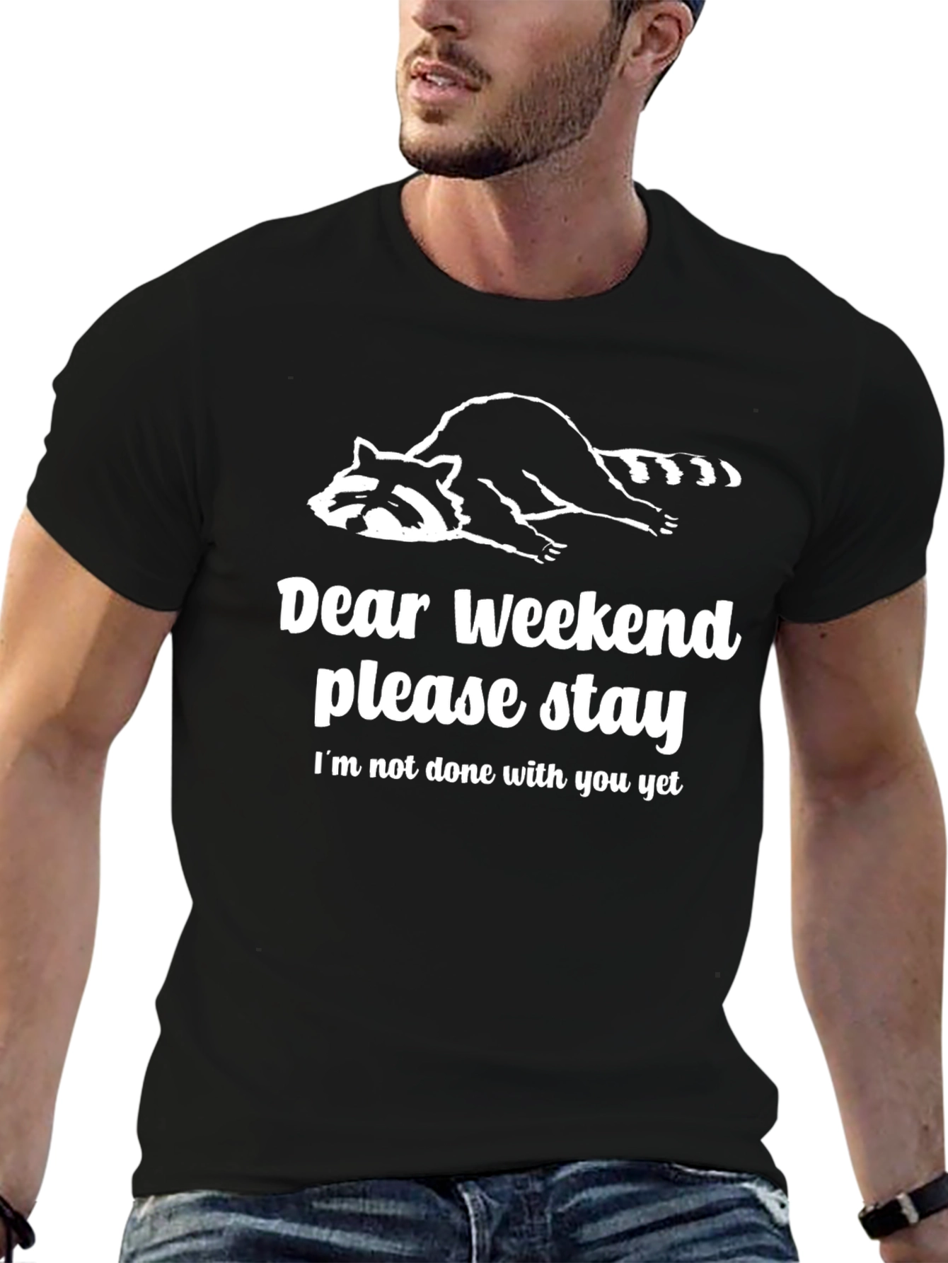 Dear Weekend Graphic Tee - Relaxed Raccoon T-Shirt