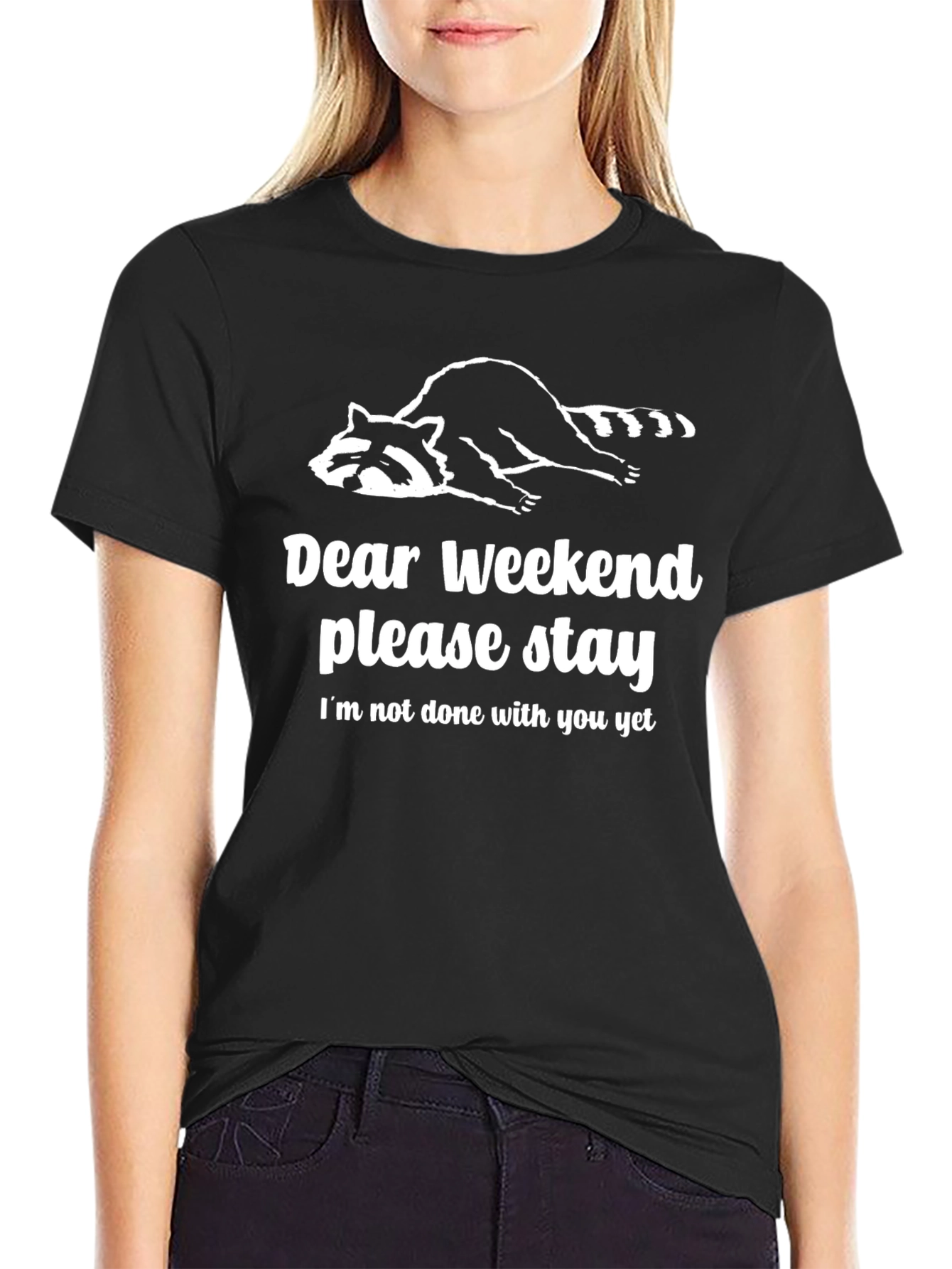 Dear Weekend Graphic Tee - Relaxed Raccoon T-Shirt