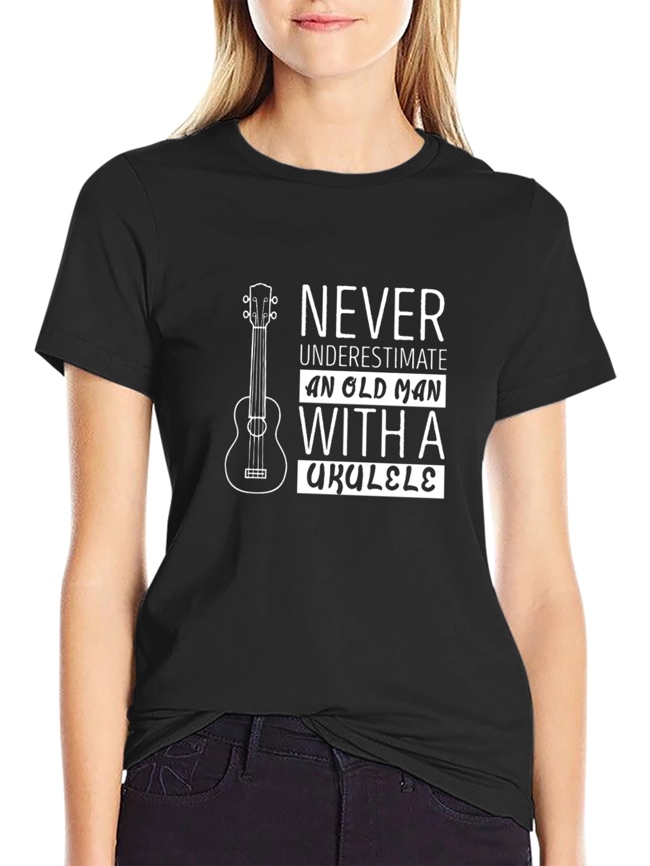 Old Man Ukulele Graphic T-Shirt