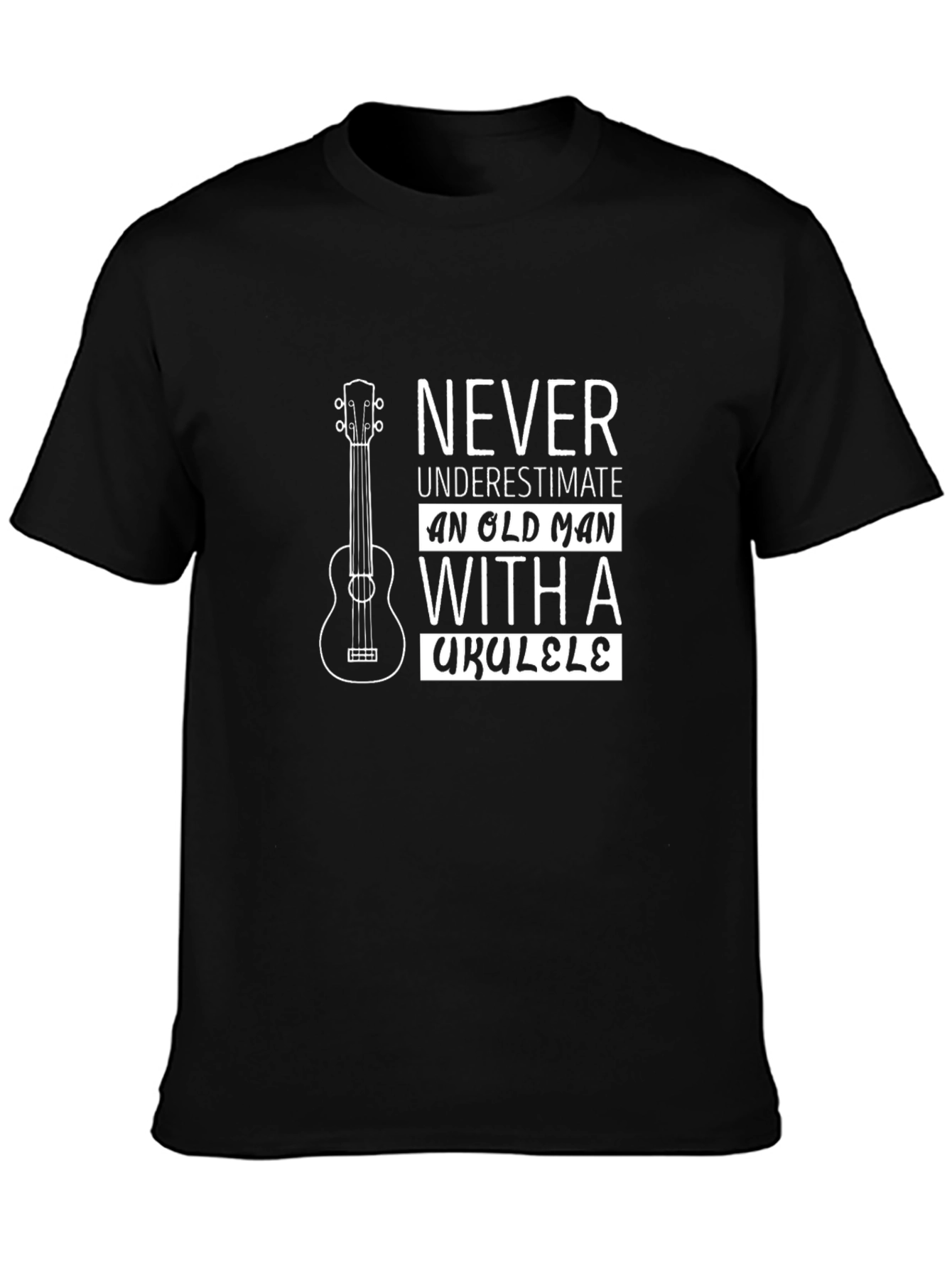 Old Man Ukulele Graphic T-Shirt