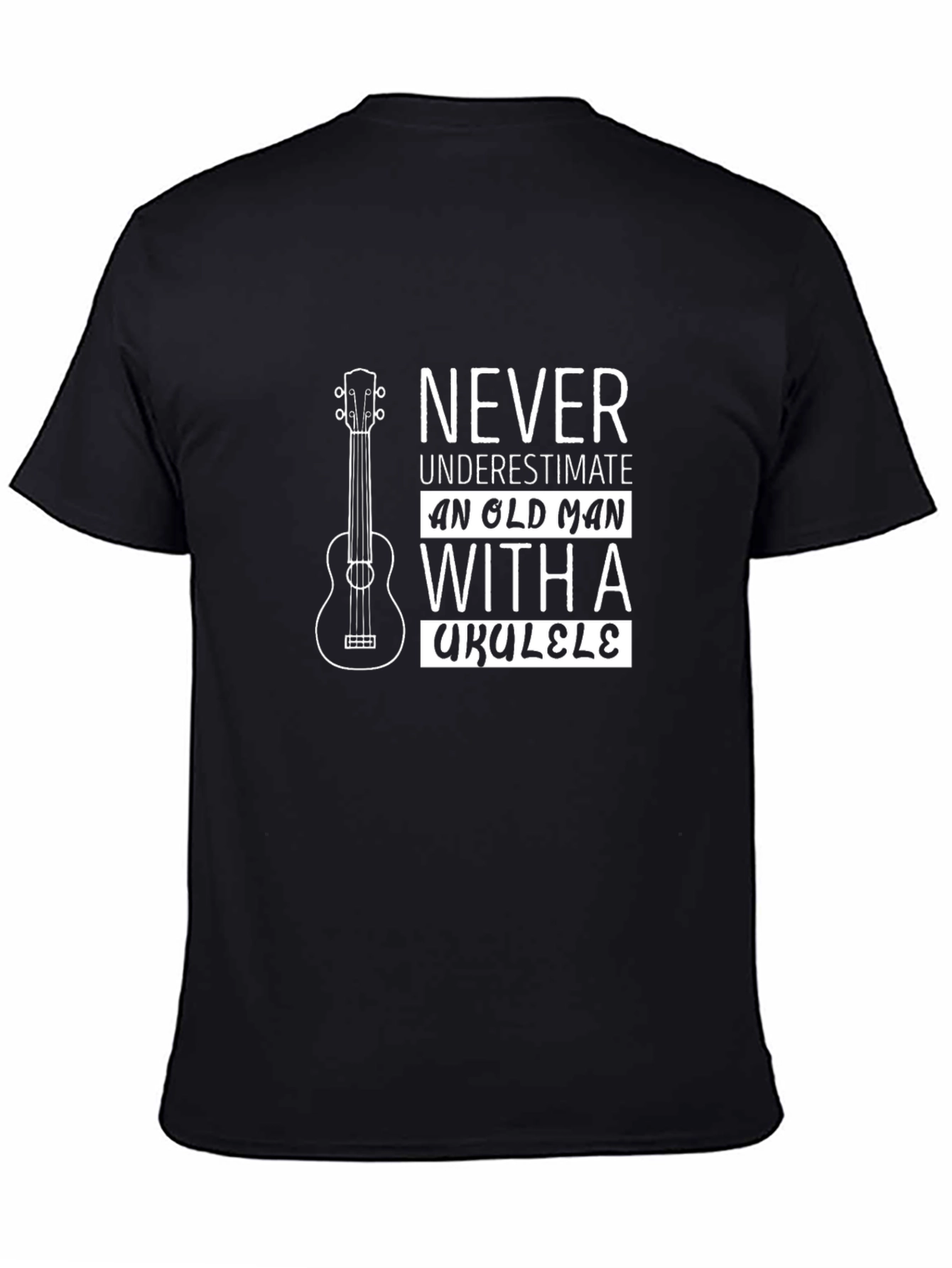Old Man Ukulele Graphic T-Shirt