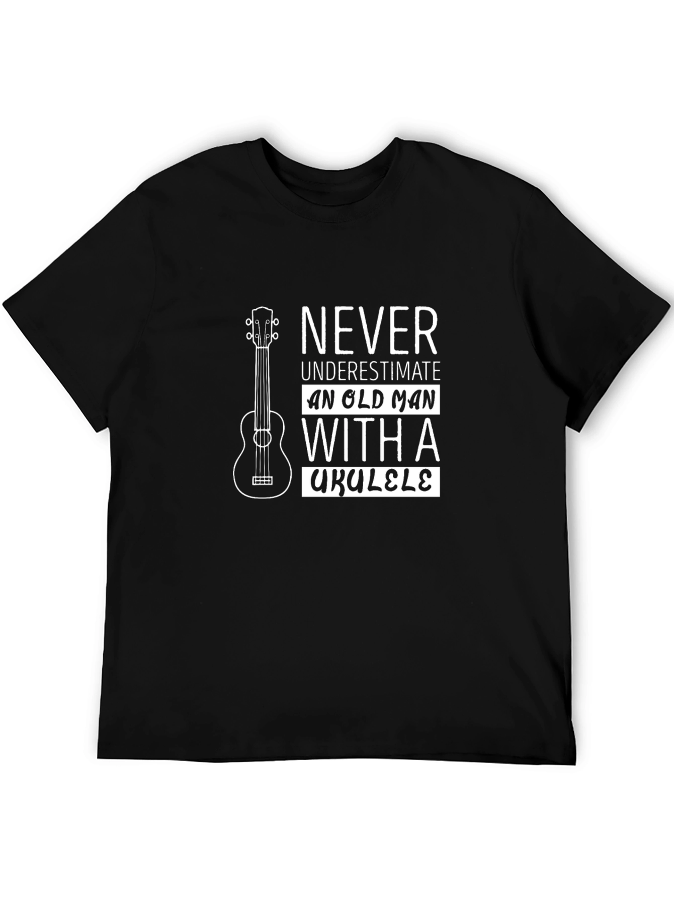 Old Man Ukulele Graphic T-Shirt
