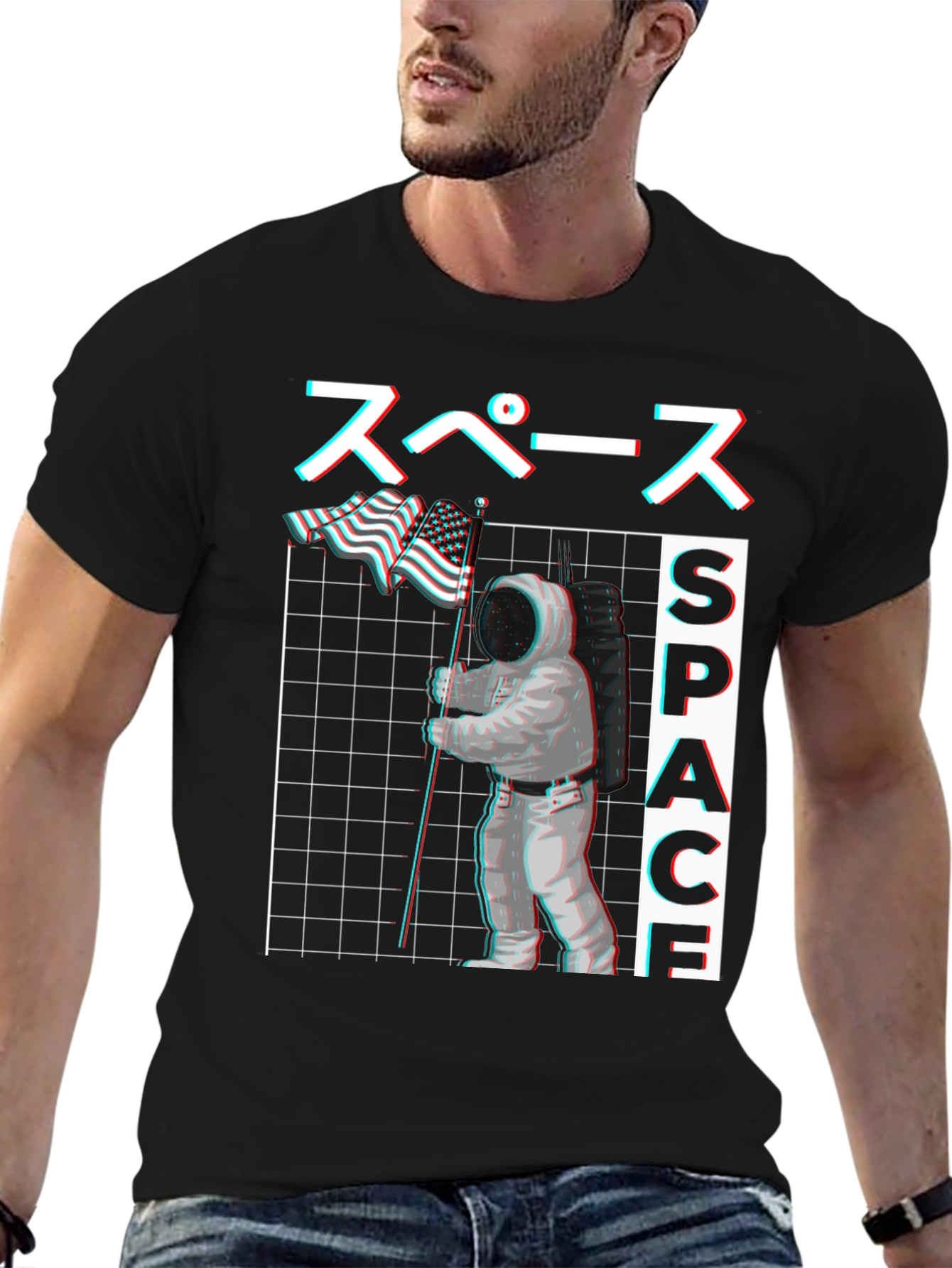 Space Astronaut Graphic Tee - Black