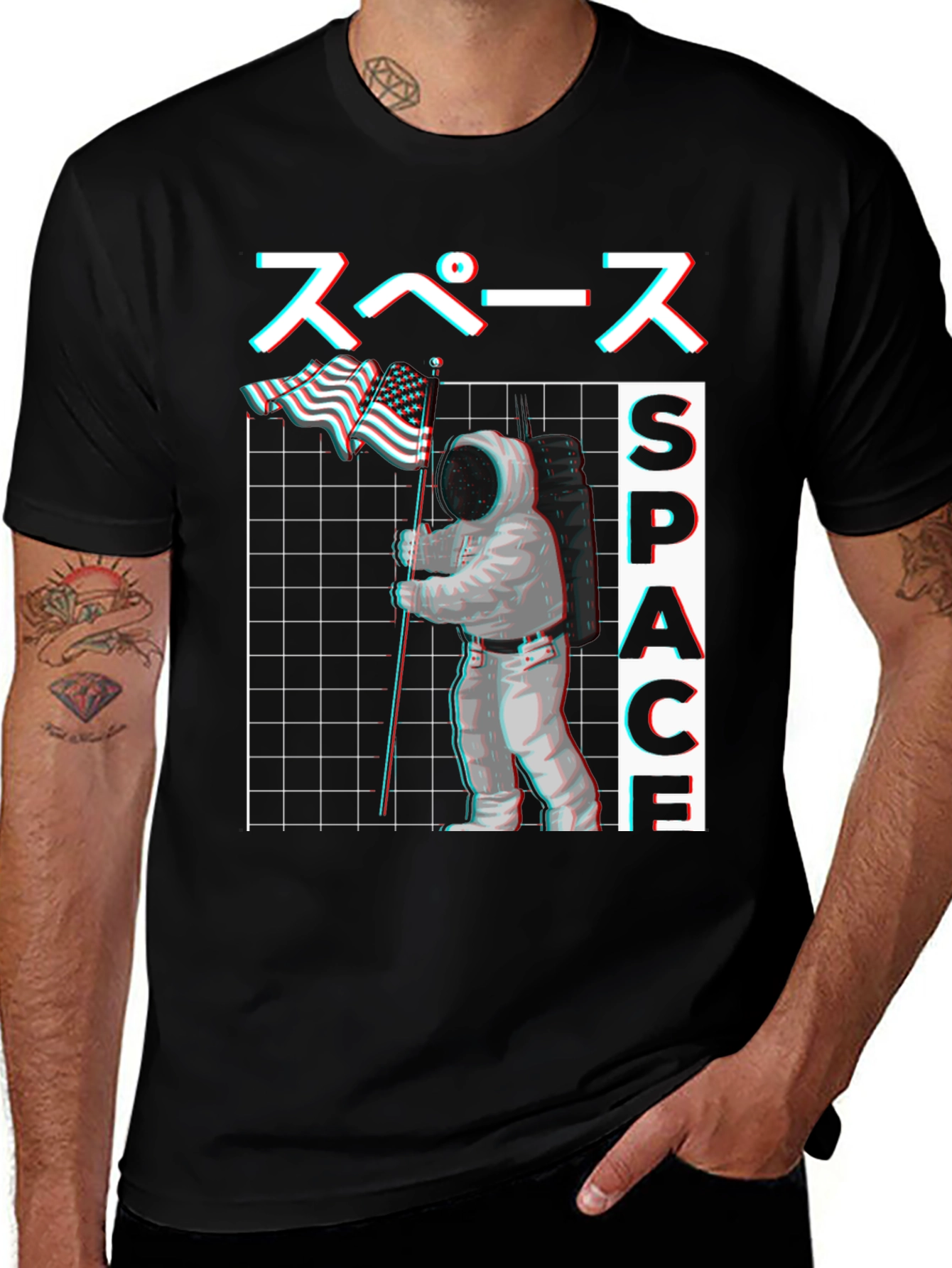 Space Astronaut Graphic Tee - Black