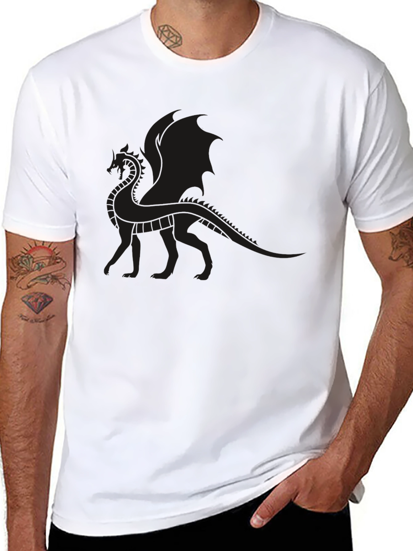 Mens Black Dragon Graphic T-Shirt