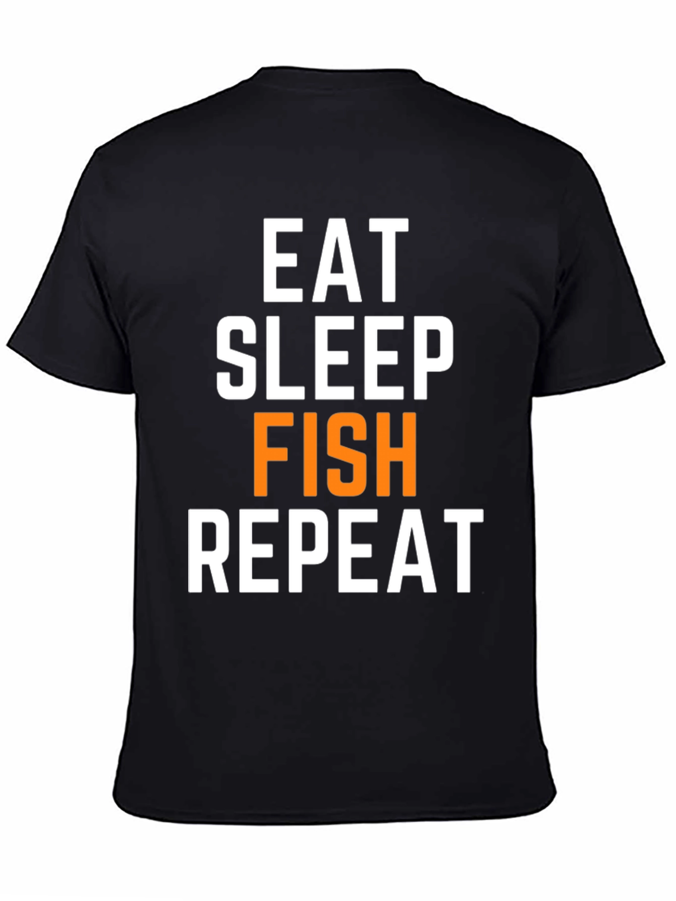 Eat Sleep Fish Repeat Black Graphic T-Shirt