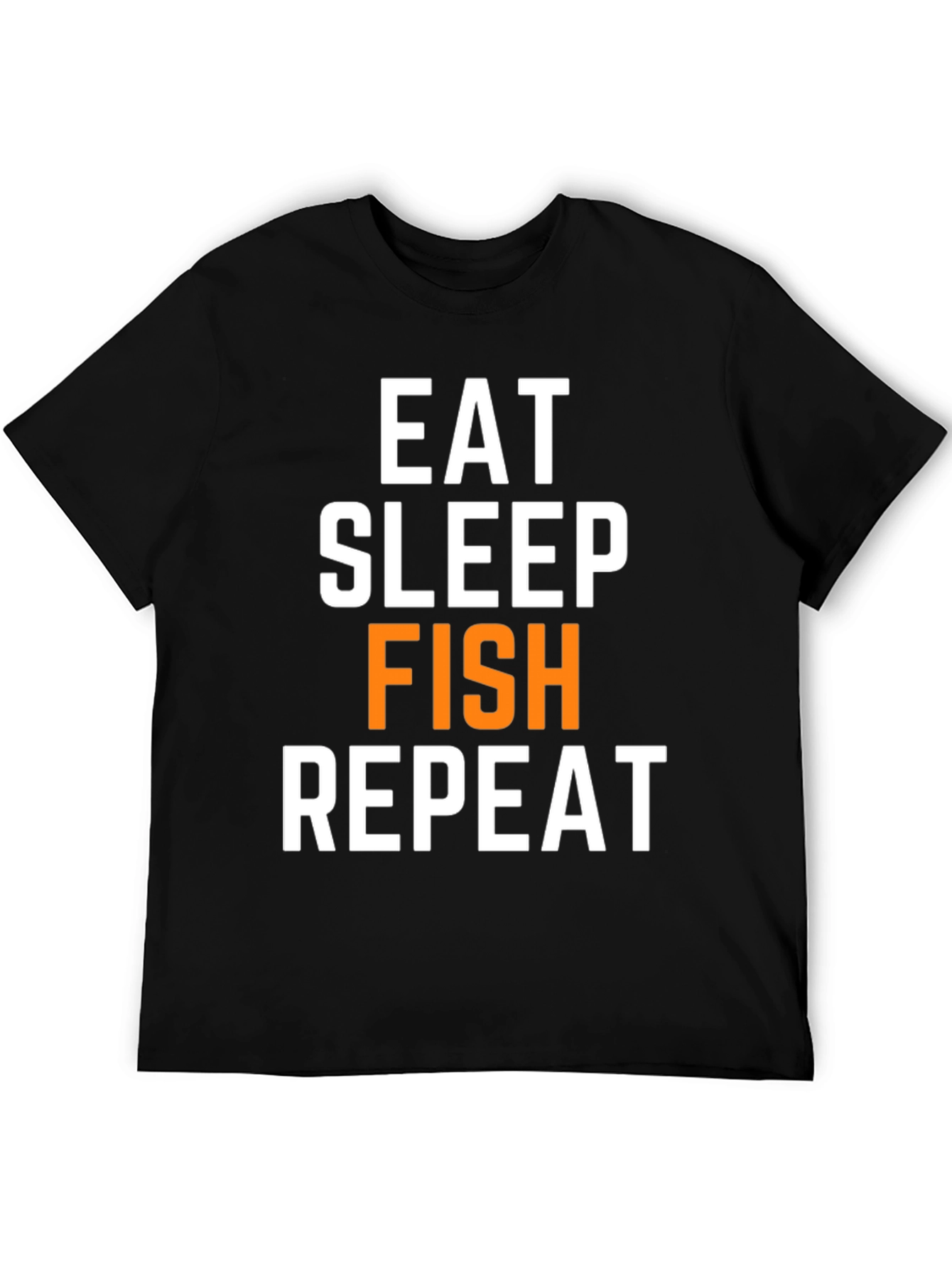 Eat Sleep Fish Repeat Black Graphic T-Shirt
