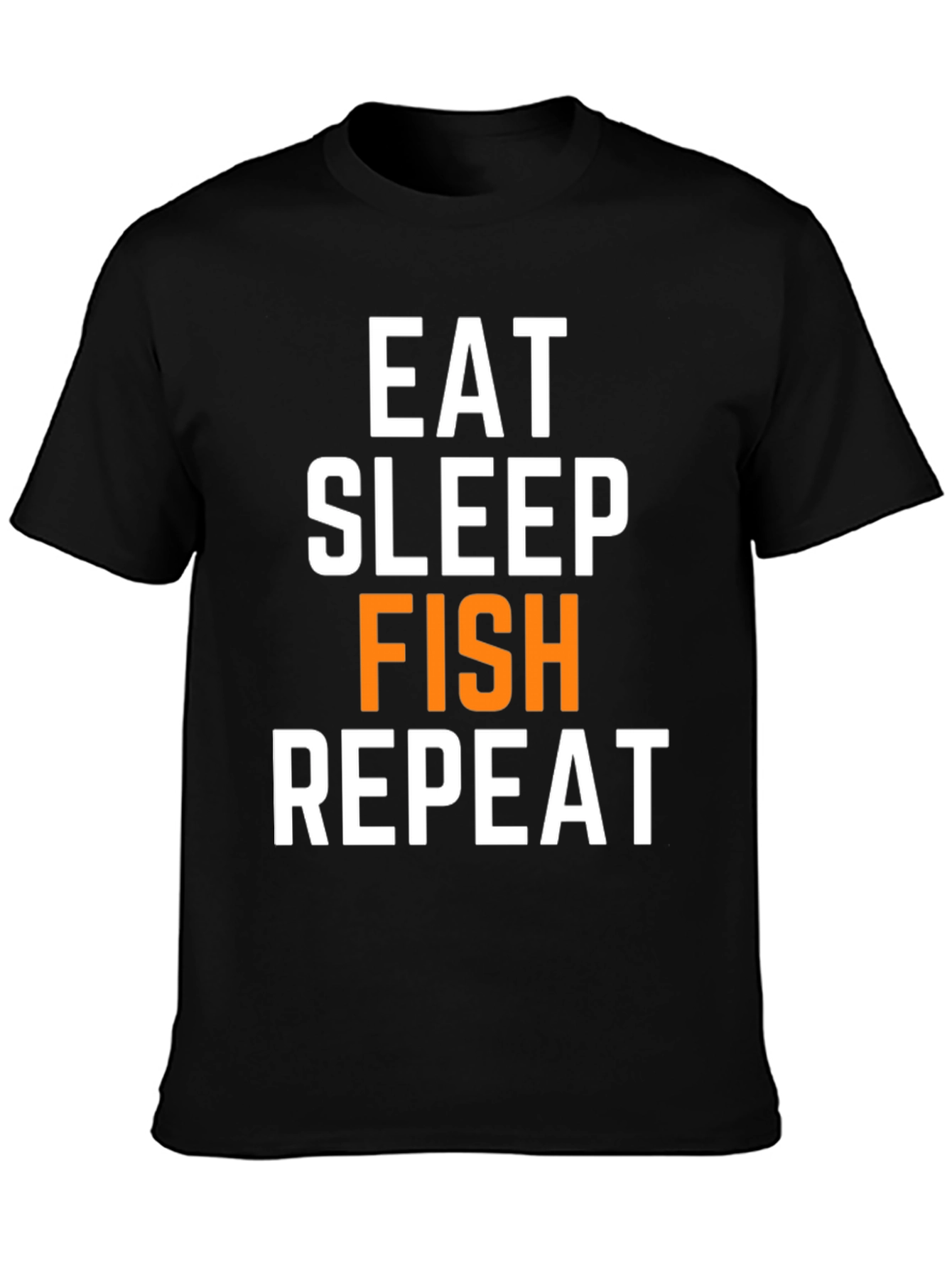 Eat Sleep Fish Repeat Black Graphic T-Shirt