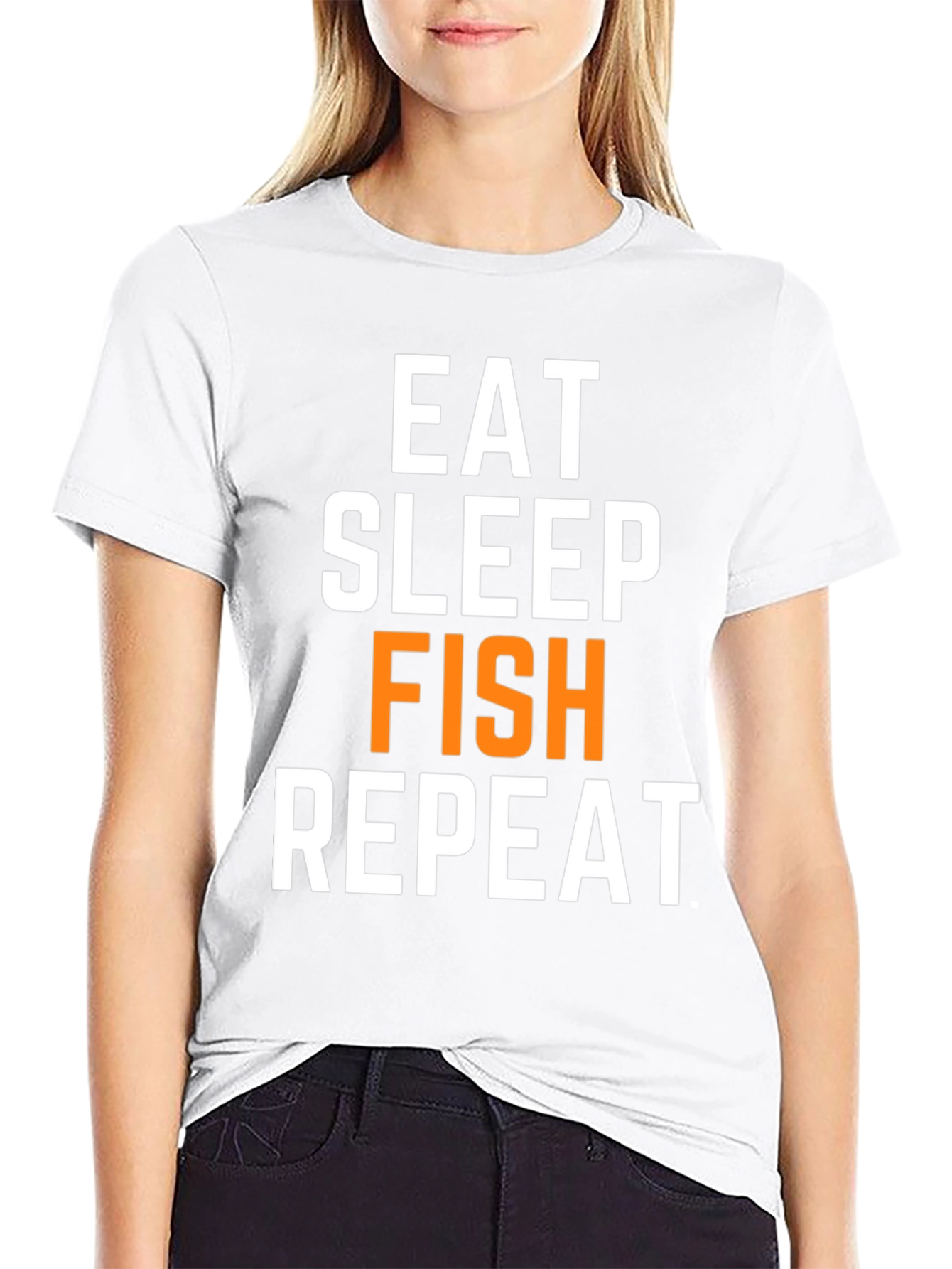 Eat Sleep Fish Repeat Black Graphic T-Shirt