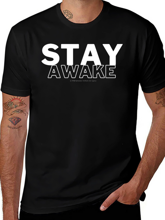 Stay Awake Graphic Print T-Shirt - Black
