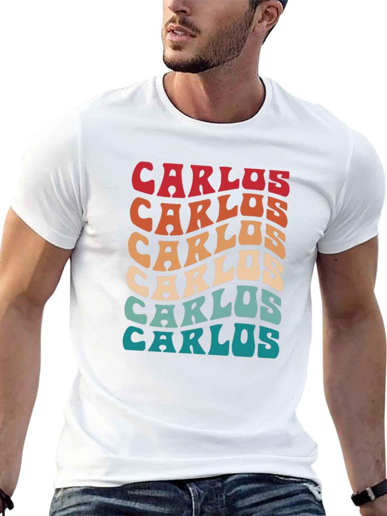 Carlos Retro Wavy Text T-Shirt