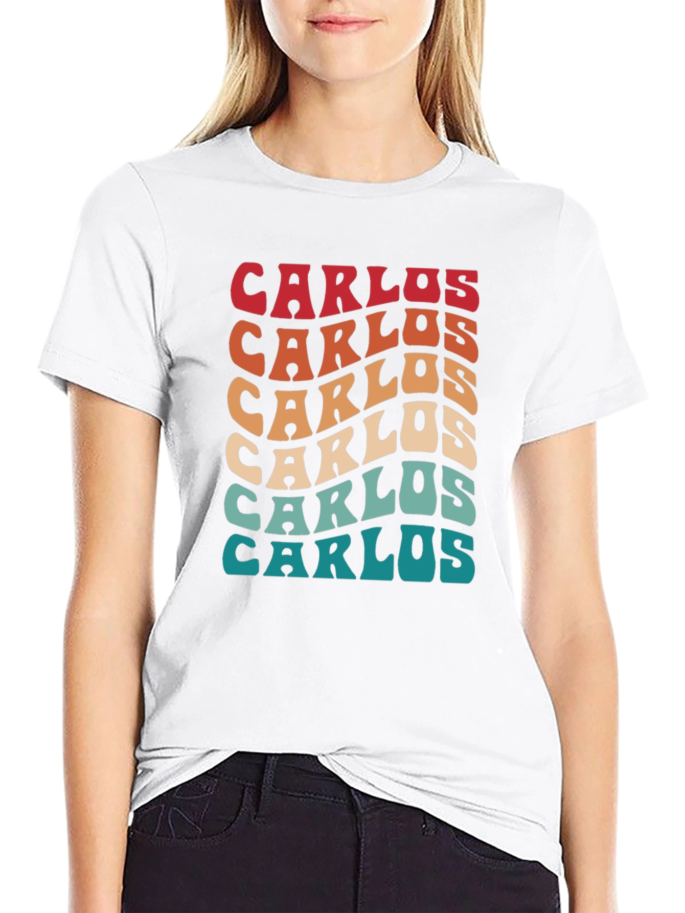 Carlos Retro Wavy Text T-Shirt
