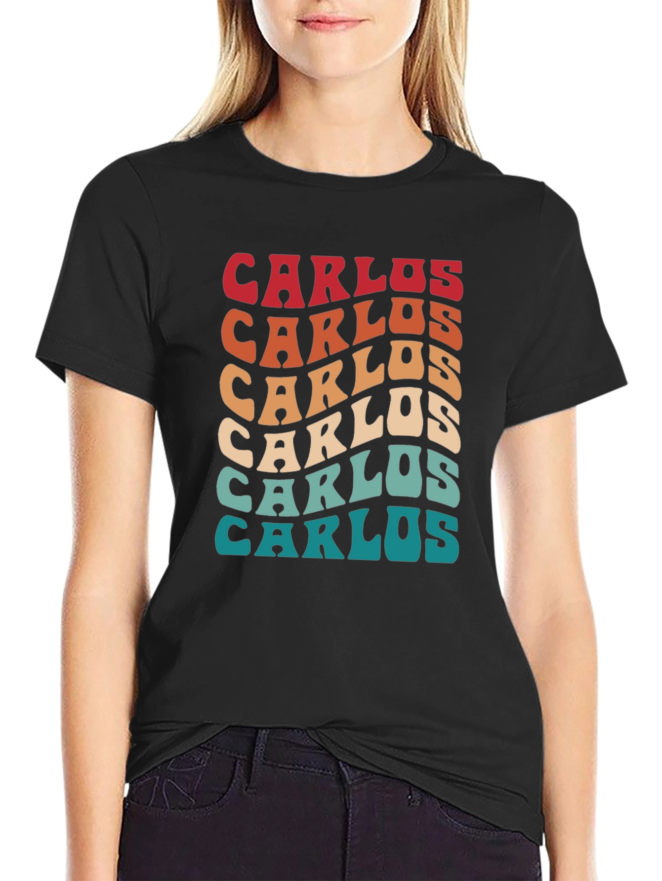 Carlos Retro Wavy Text T-Shirt