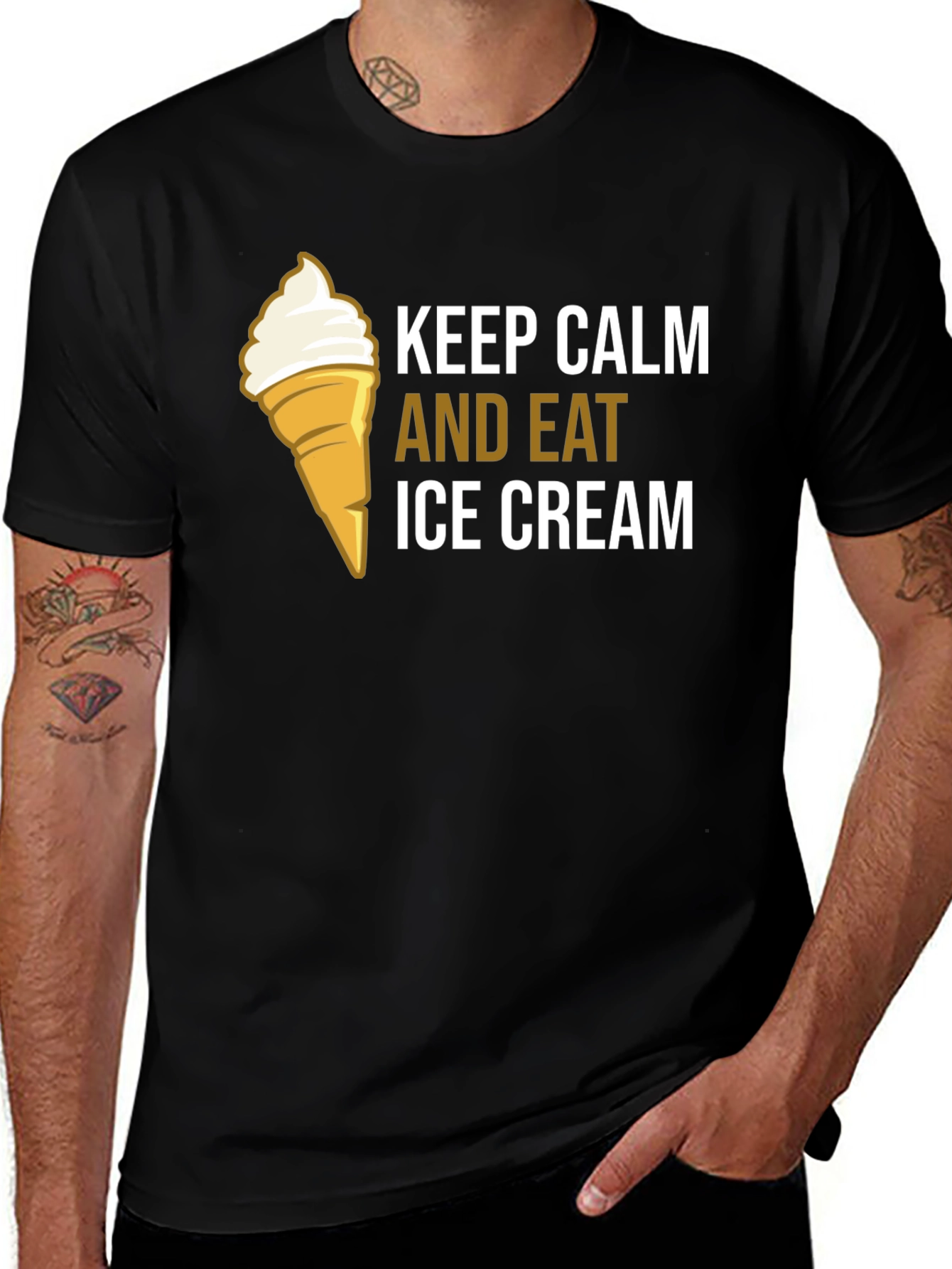 Keep Calm and Eat Ice Cream Graphic T-Shirt