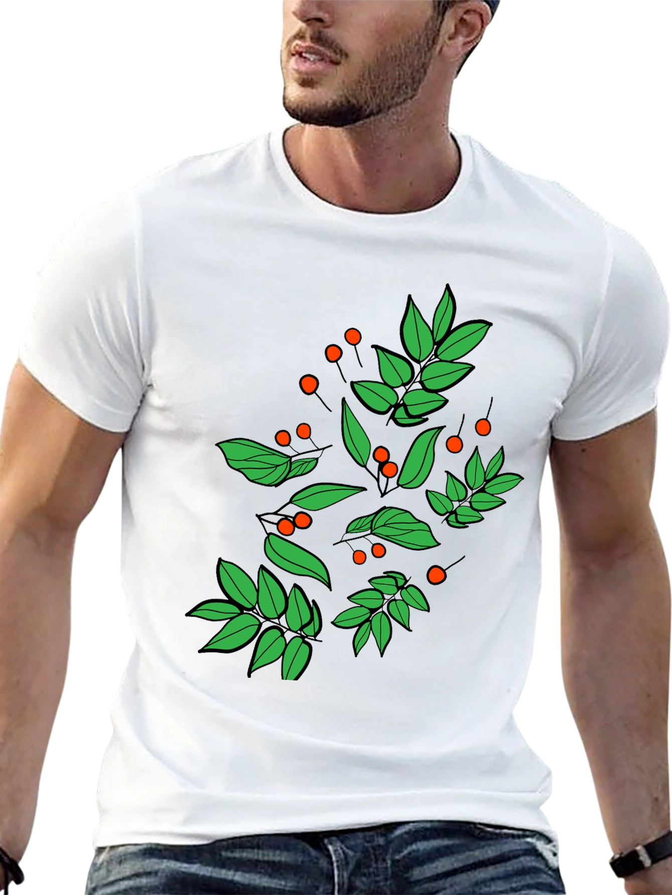 Botanical Print Black T-Shirt
