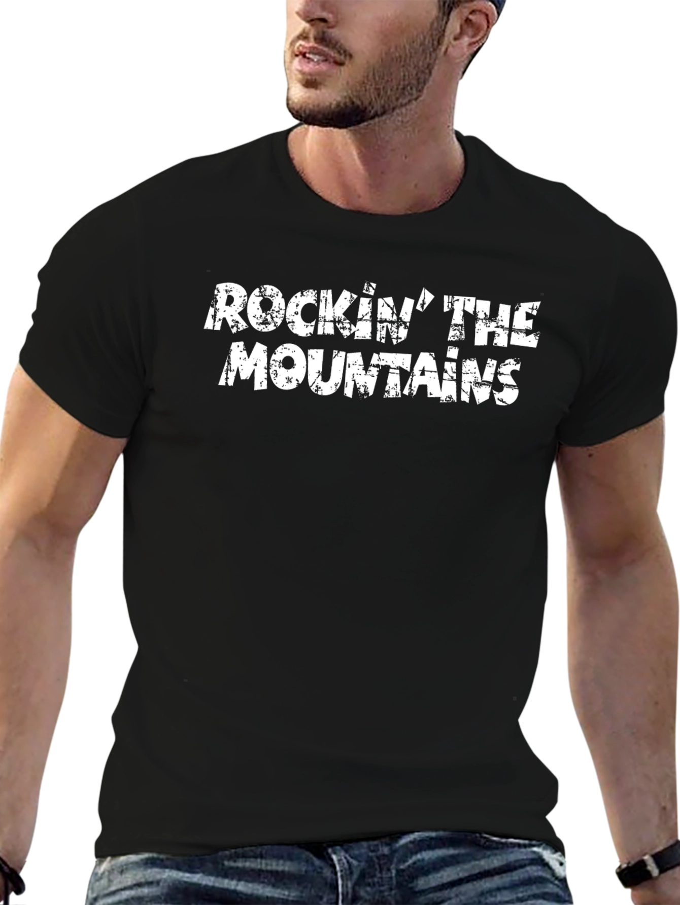 Rockin The Mountains Black Graphic Tee